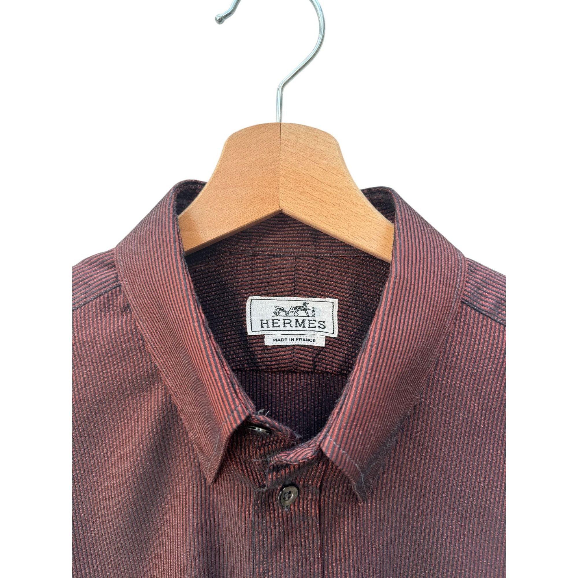 Hermes Vintage Red Lamé Striped Shirt Size M / US 6-8 / IT 42-44 - 2 Thumbnail