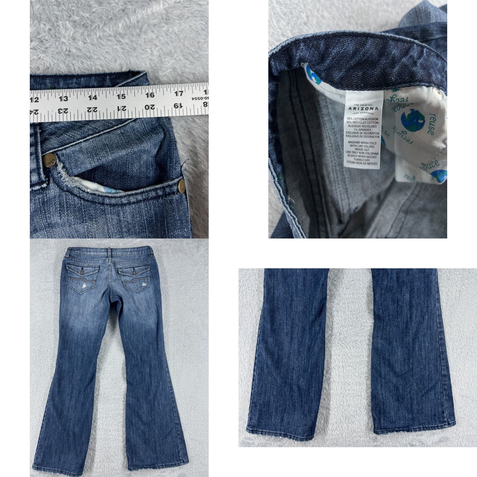 Vintage Arizona Jeans Co Jeans Womens Flared Denim Distressed Blue 32x30 Regular Cotton 13 5-Pocket Cowboy Southwestern Designer 90s? Size 34" / US 12 / IT 48 - 9 Thumbnail