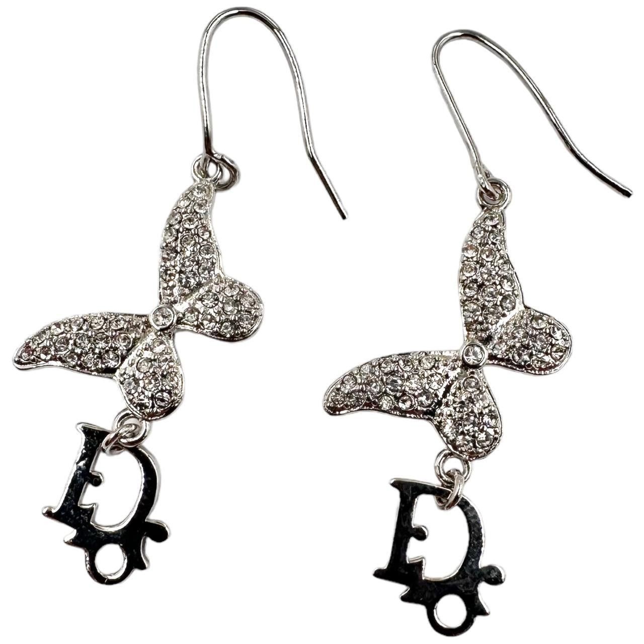 image of Vintage Dior Butterfly Earrings in Silver, Women's