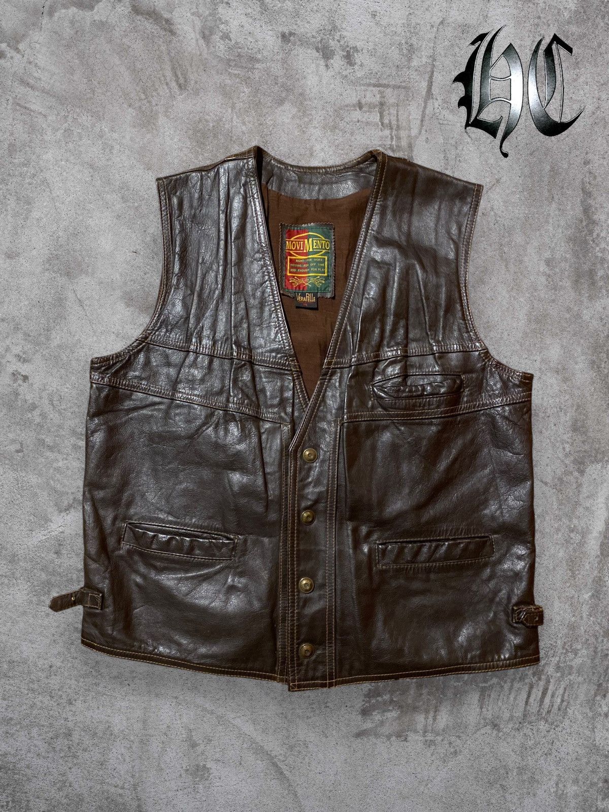 Genuine Leather Italian Designers Vintage 80s Leather vest Made in Italy MoviMento Grailed