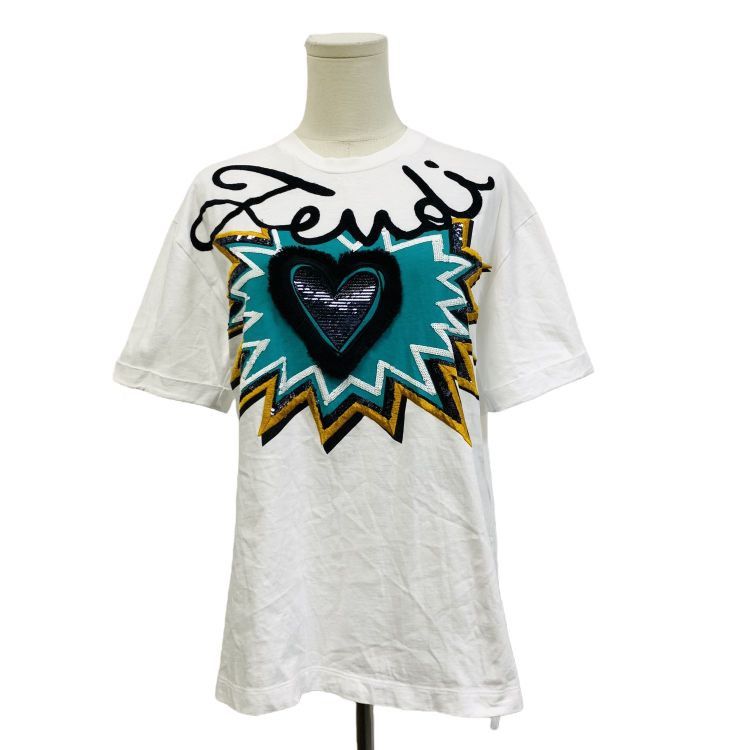 Fendi Fendi Heart Sequin T-Shirt Size S Size S / US 4 / IT 40 - 1 Thumbnail