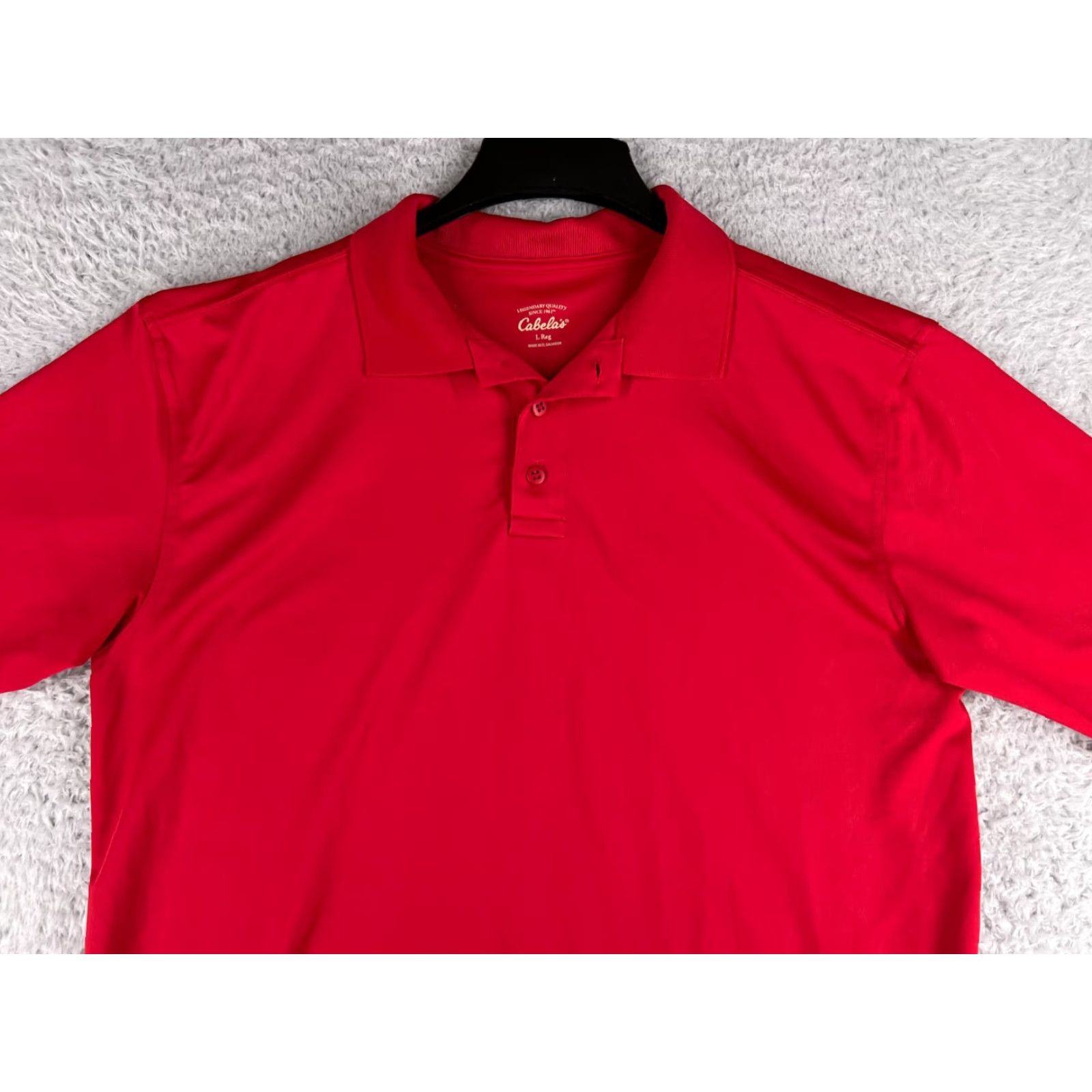 Vintage Cabela's Polo Shirt Mens Red Large Short Sleeve Knit 100% Polyester Polo Shirt Red Large Mens Size US XL / EU 56 / 4 - 5 Thumbnail