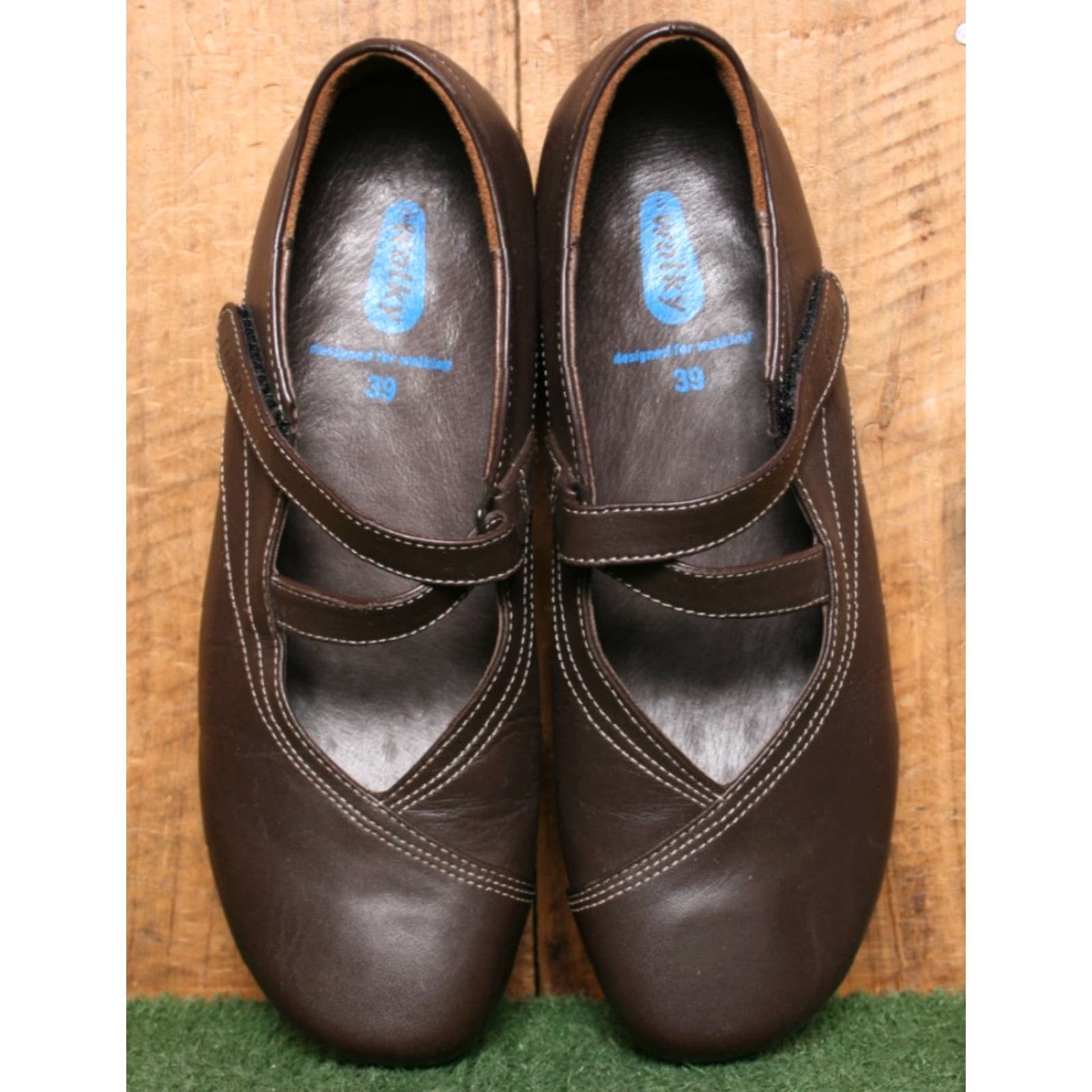 Vintage WOLKY Passion Brown Leather Mary Jane USD 8 Women Casual Hook & Loop 39 EUR 39 ≈ US 8 Mary Jane Womens Leather Brown Passion Size ONE SIZE - 4 Thumbnail