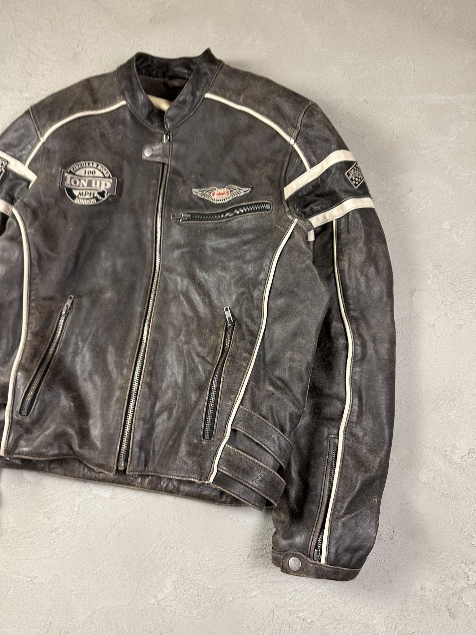 Vintage Vintage Leather Racing Patch Biker Boxy Jacket Size US XL / EU 56 / 4 - 3 Thumbnail