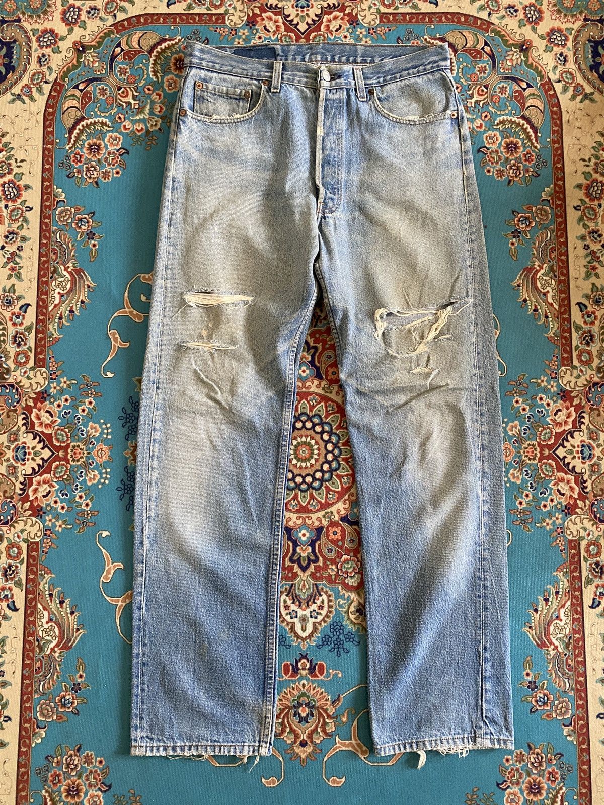 Levi's Vintage 90s Levi’s 501 Distressed Denim Size US 32 / EU 48 - 2 Thumbnail