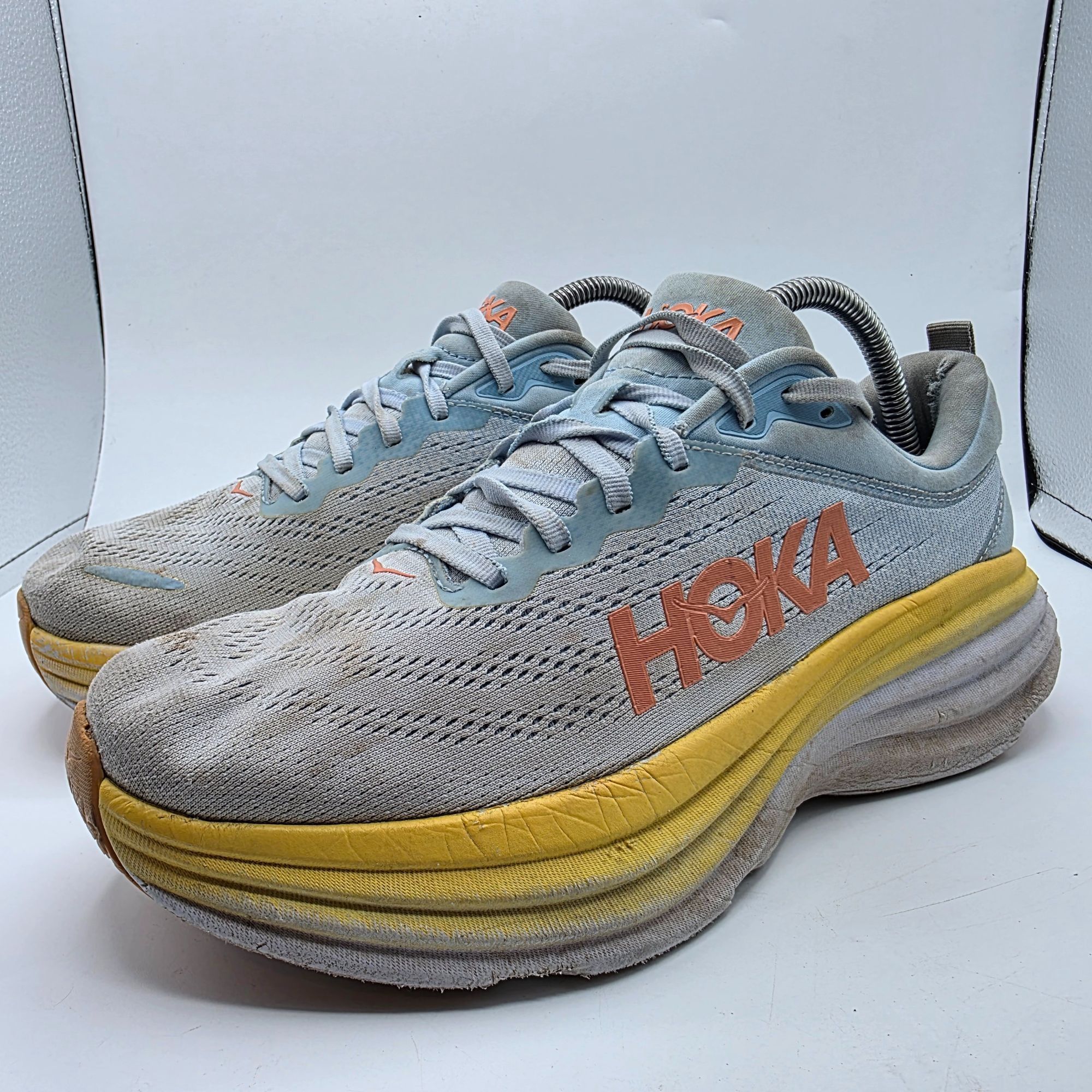 Hoka Hoka One One Bondi 8 Womens Size 10.5 B Gray Yellow Athletic Size US 10.5 / IT 40.5 - 3 Thumbnail