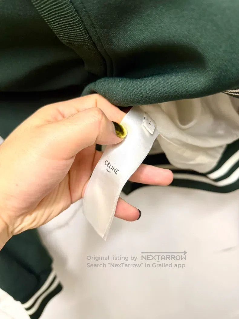 Celine CELINE Olive green embroidered logo stand collar jacket Size US L / EU 52-54 / 3 - 4 Thumbnail