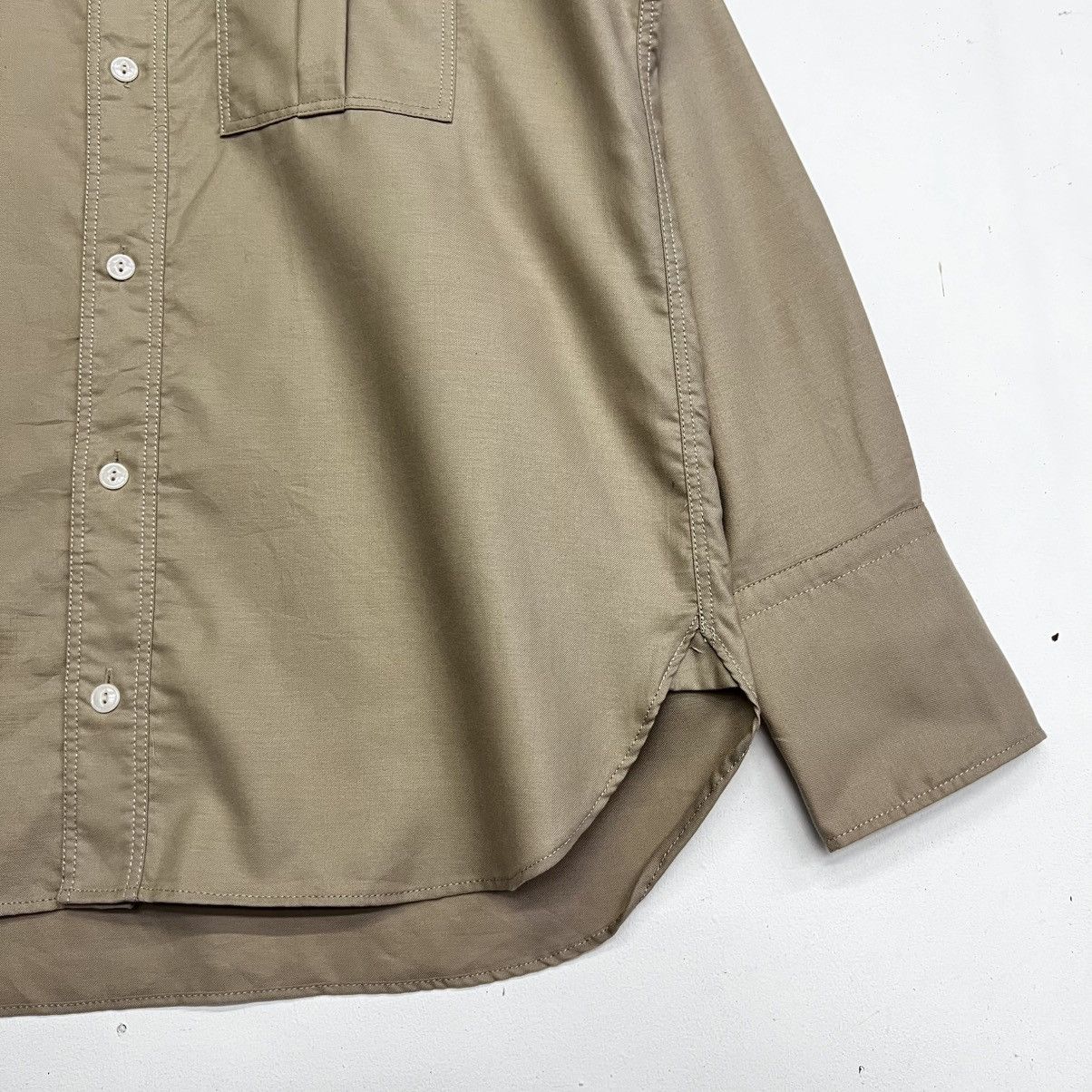 Japanese Brand HAKUI OXFORD STAND COLLAR WIDE CUFFS BUTTON SHIRT Size US XL / EU 56 / 4 - 5 Thumbnail