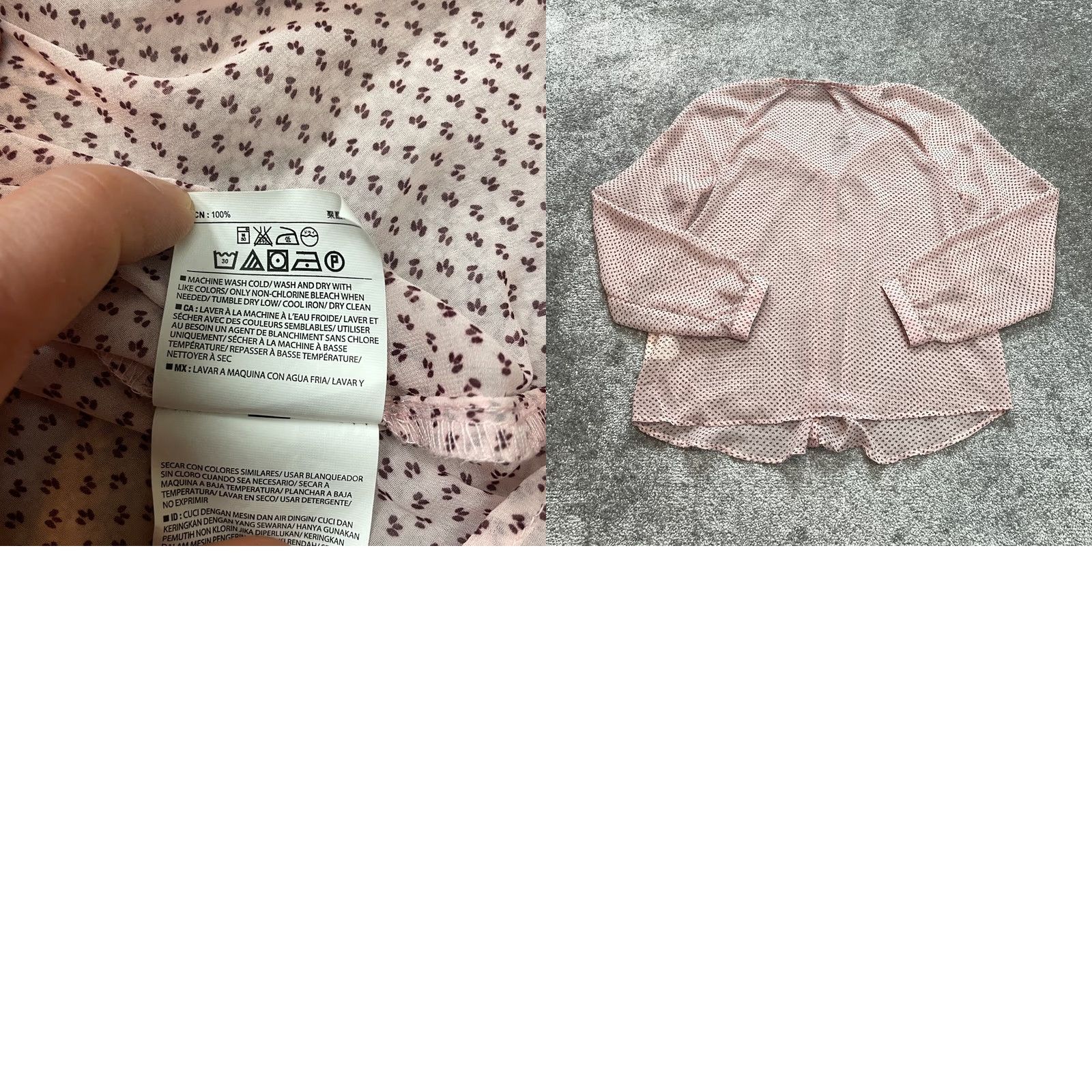Old Navy Old Navy Blouse Shirt Womens Medium Pink Floral Button Up V-Neck Peasant Long Sleeve Shirt, Polyester Chiffon, Casual Size M / US 6-8 / IT 42-44 - 8 Thumbnail