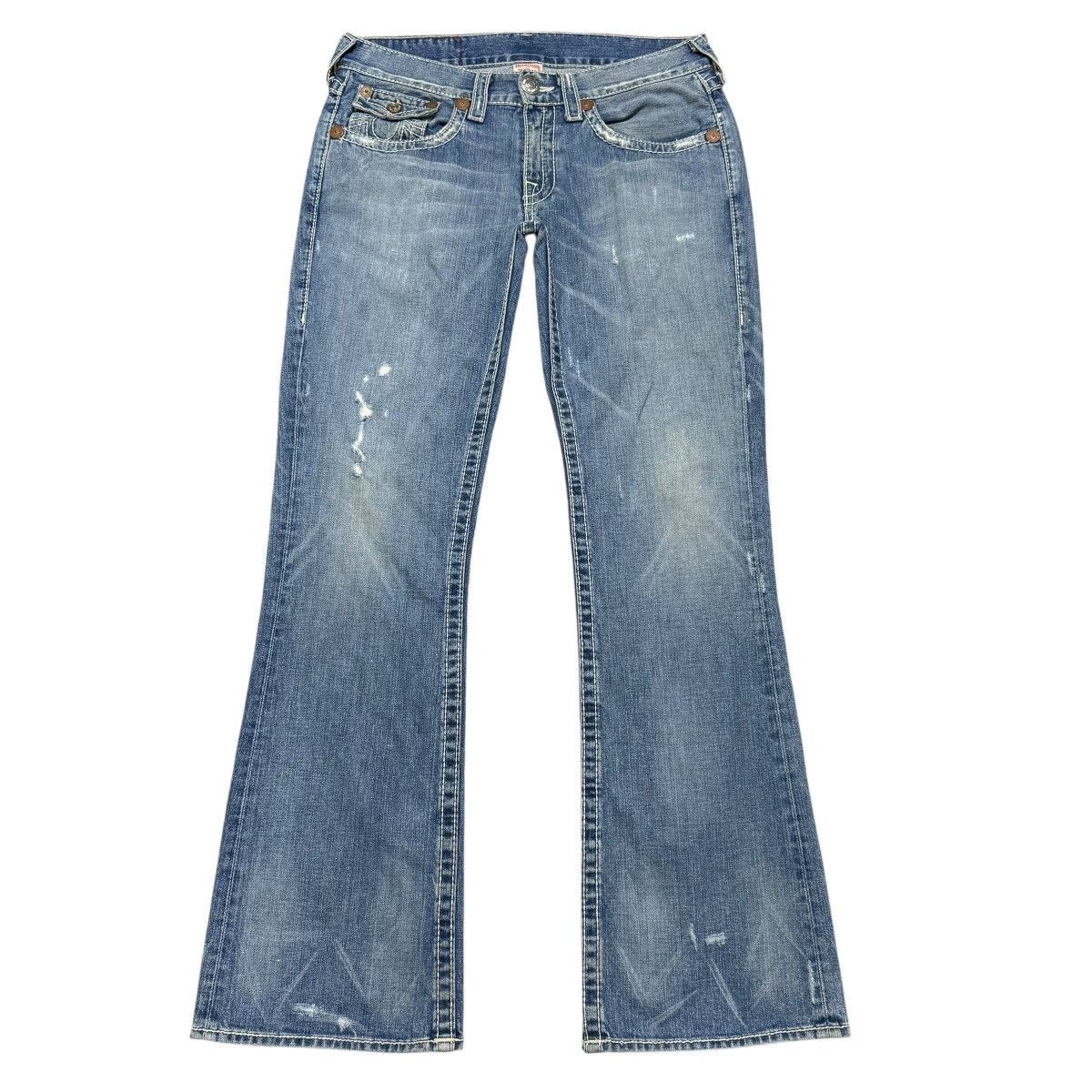 True Religion Vintage True Religion Denim Flare Jeans Distressed Size US 33 - 2 Thumbnail