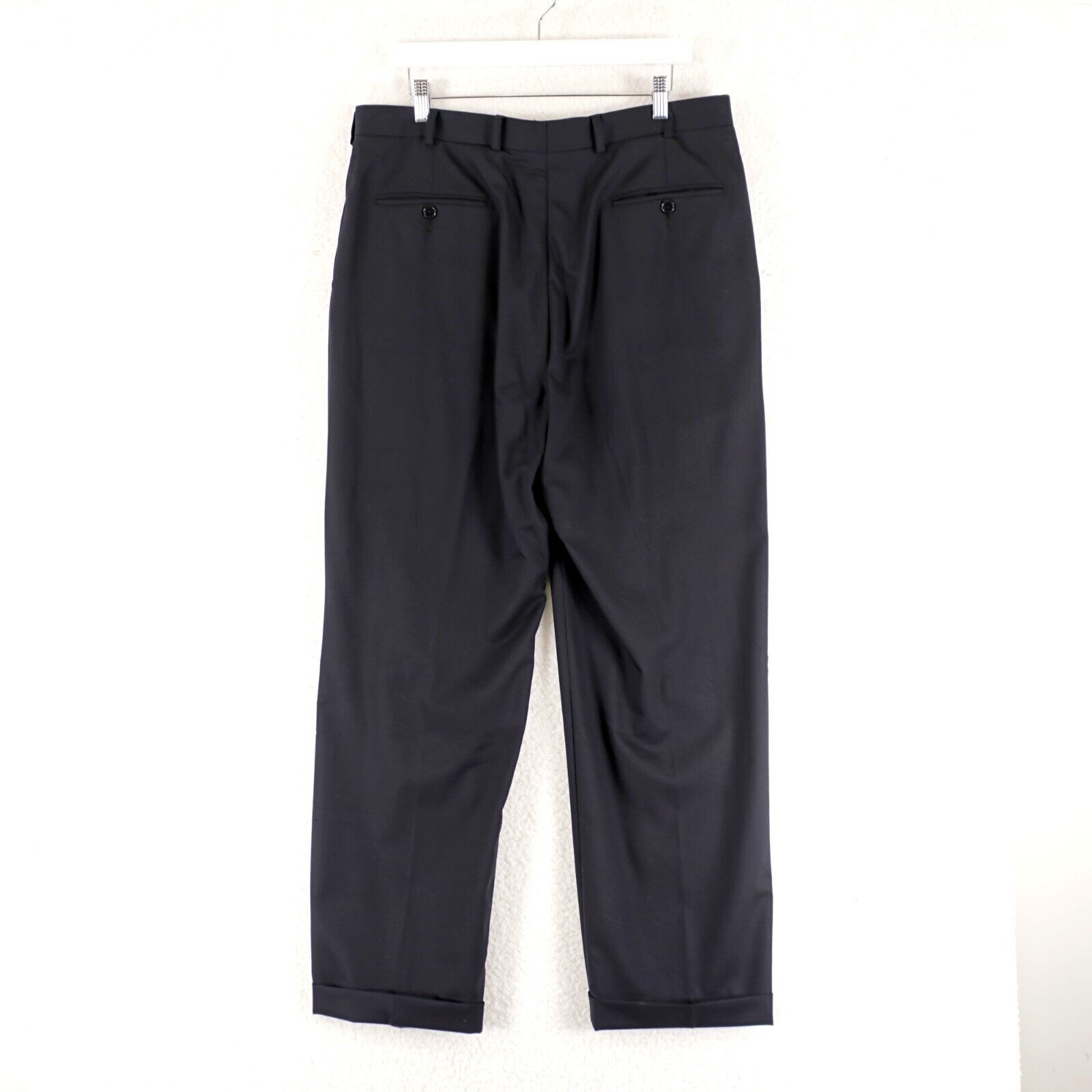Brooks Brothers Brooks Brothers 346 Stretch Blue Wool Pleated Cuffed Mid Ris Size 34R - 4 Thumbnail