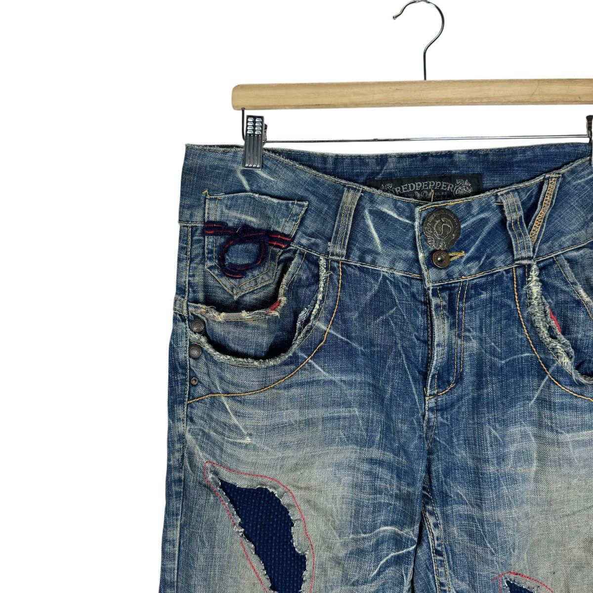 Indigo ⚡️RED PEPPER GOLD PATCHWORK DENIM JEANS PANTS Size US 36 / EU 52 - 5 Thumbnail