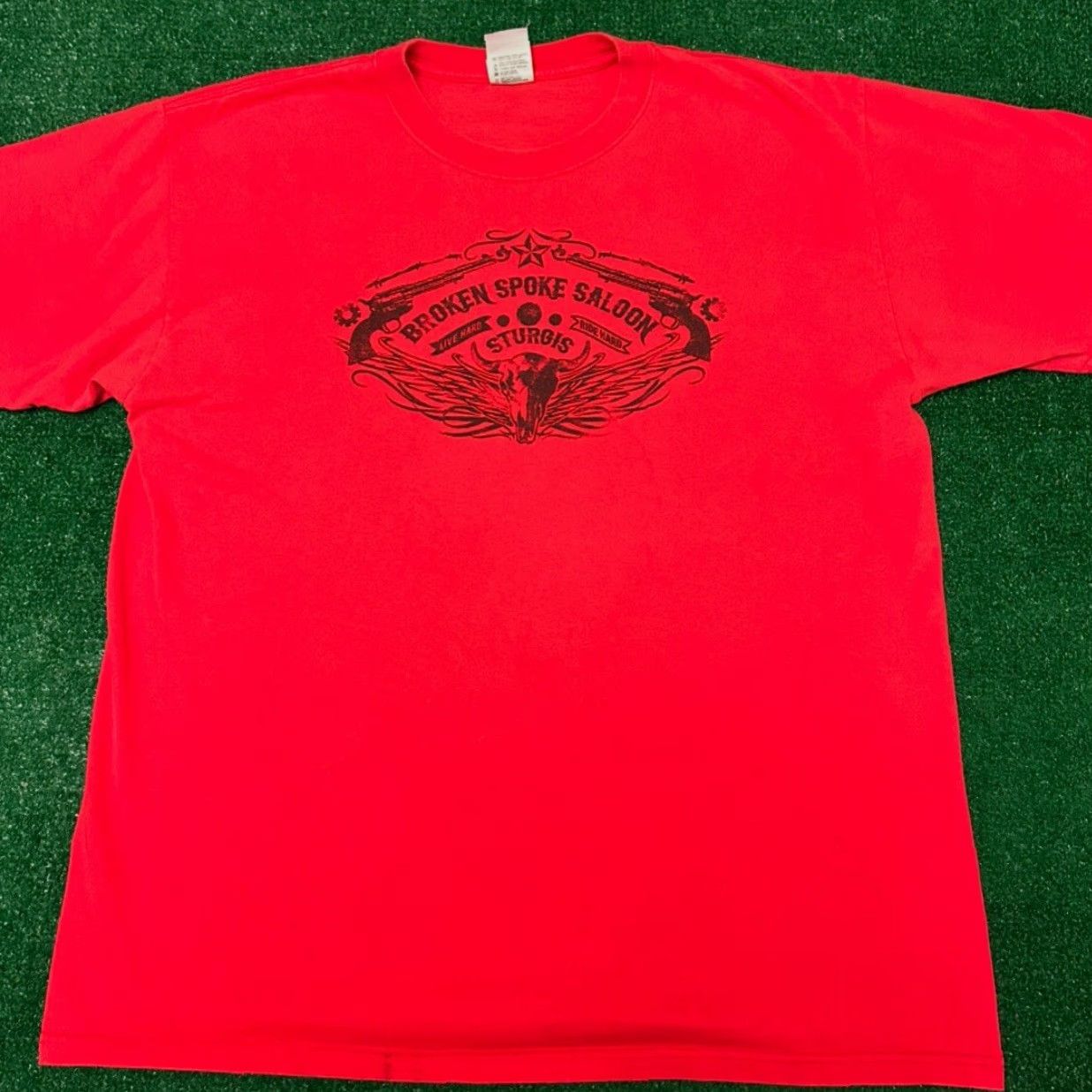 Vintage VINTAGE 90s Y2K Broken Spoke Saloon Skull Wings Die Hard VTG Biker Bar Shirt L Men Red Size US L / EU 52-54 / 3 - 2 Thumbnail