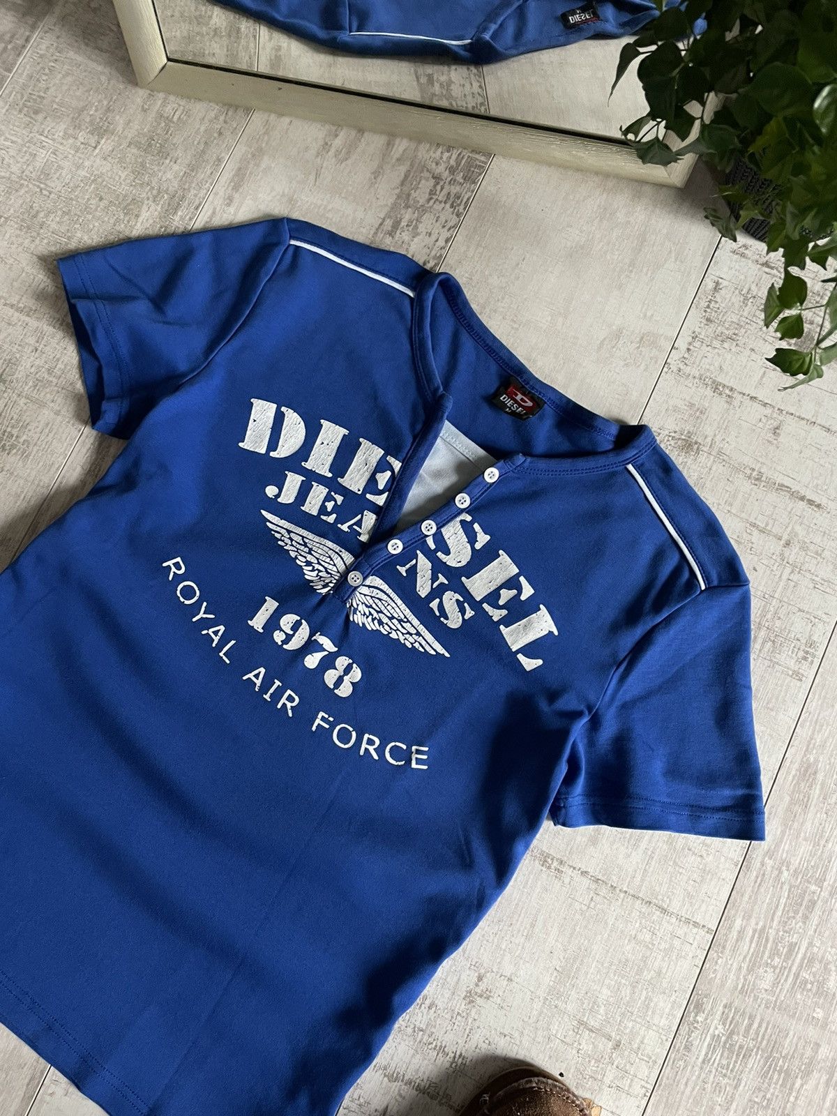 Diesel × Vintage Vintage Diesel 90’s Air Force T-Shirt Blue Y2K Rare Size US M / EU 48-50 / 2 - 4 Thumbnail