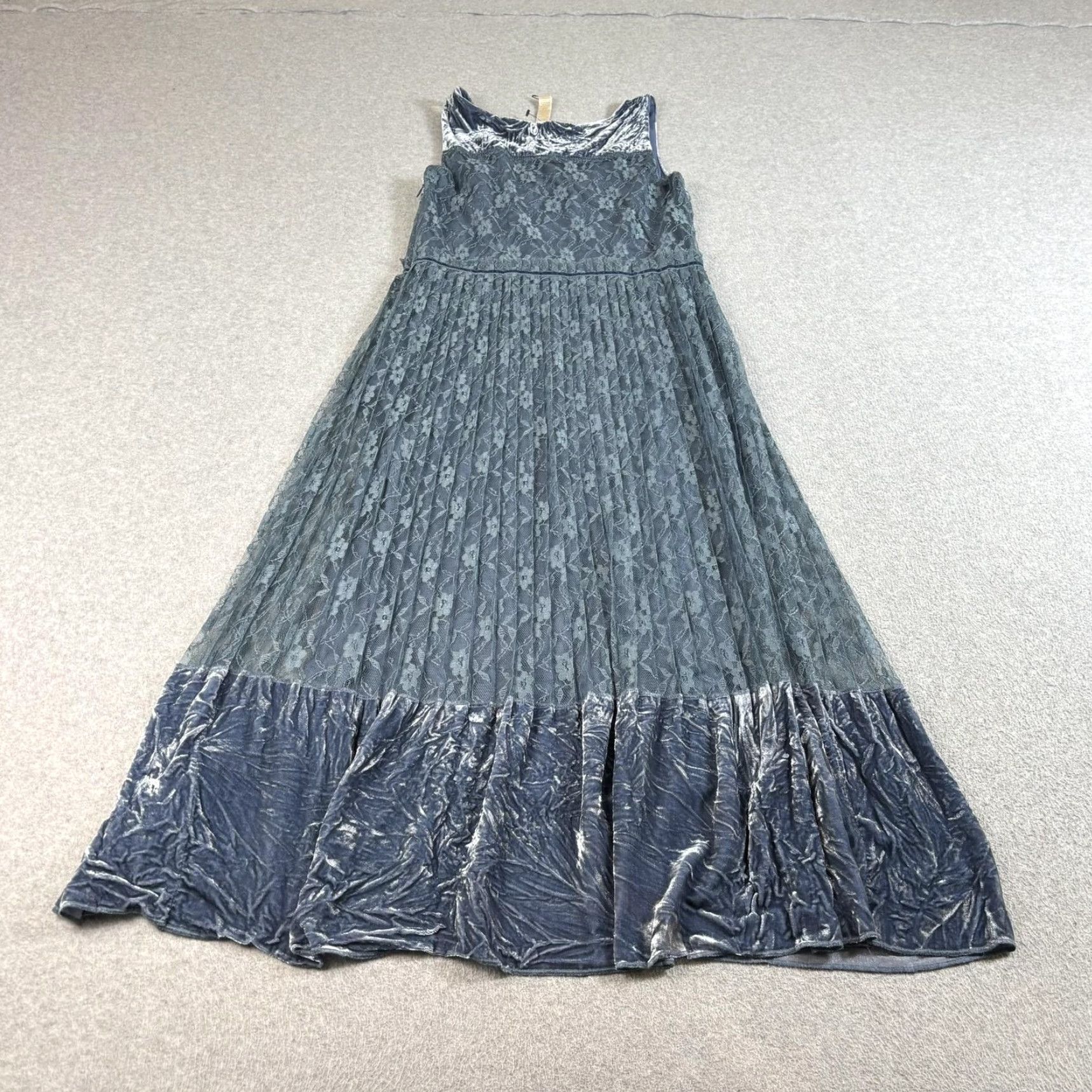 sundance formal dresses Dress Womens Medium Blue Floral Lace Velvet Maxi Wedding Sleeveless Scoop Neck Bohemian Women Women's dresses