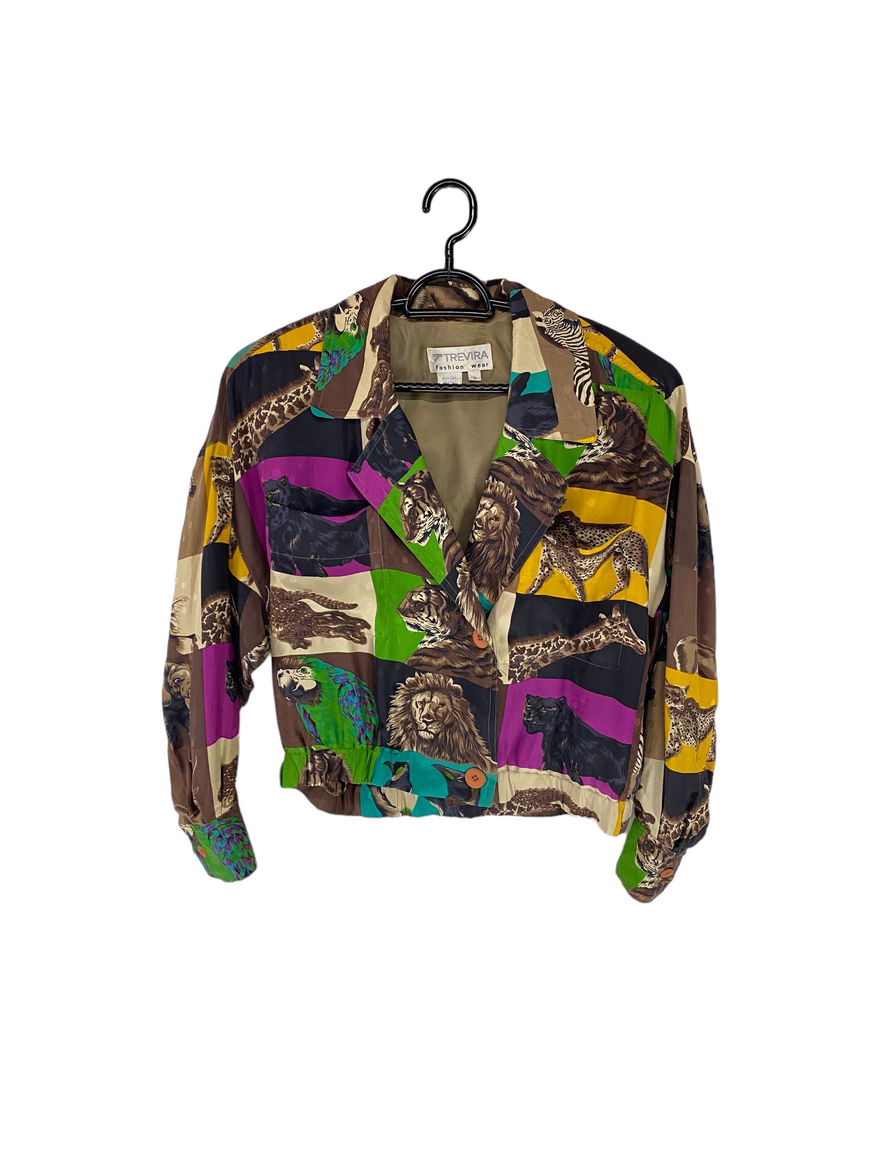 Designer × Japanese Brand Trevira pop art animal print silk bomber jacket Size S / US 4 / IT 40 - 1 Thumbnail