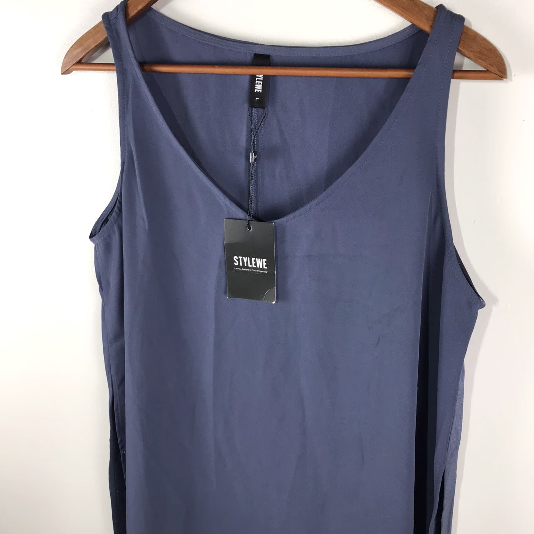 Vintage Stylewe Maxi Dress Stylewe Gray Sleeveless Very High Slit Long Womens Size L New Size L / US 10 / IT 46 - 2 Thumbnail