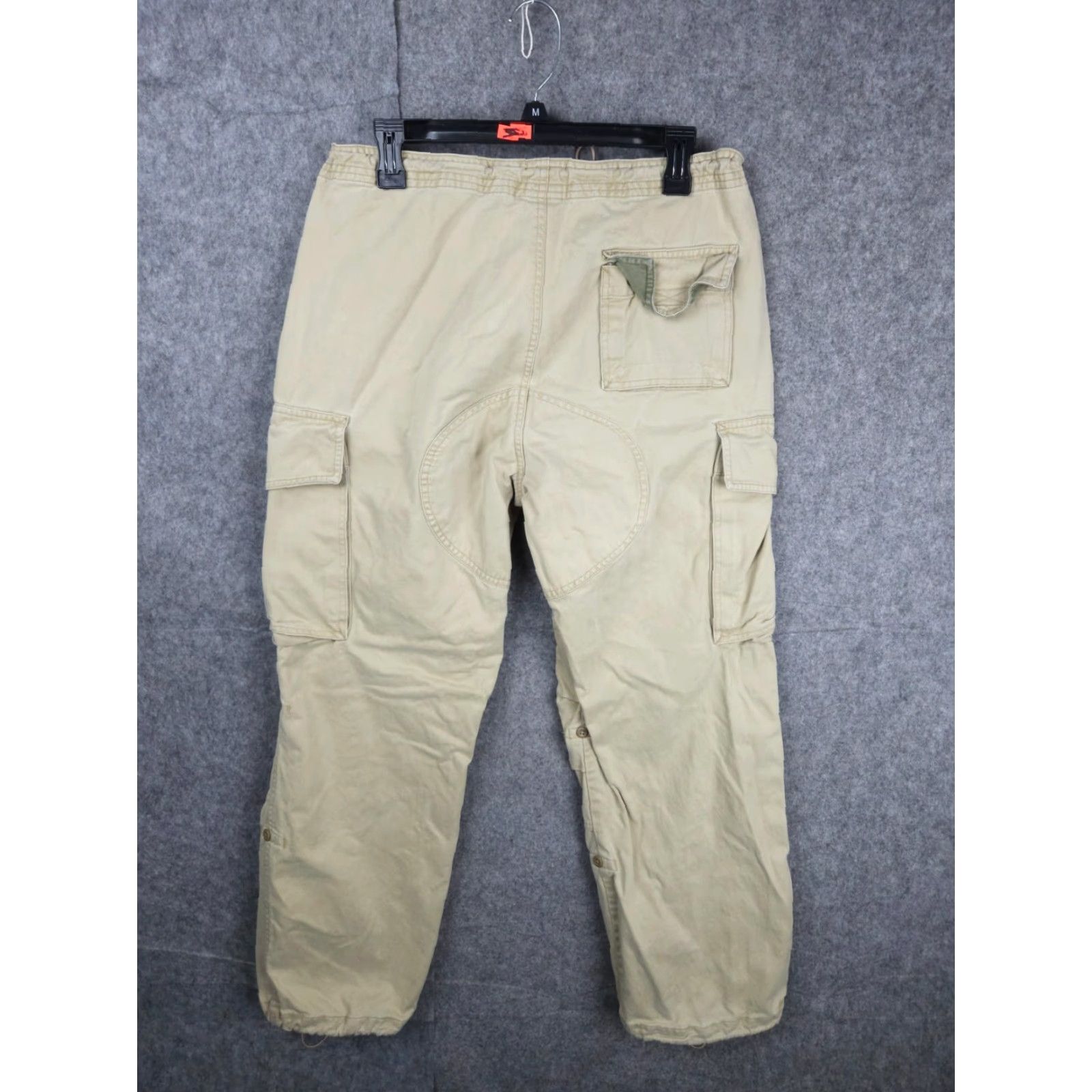 Gap VINTAGE GAP Parachute Pants Mens Small Beige Cargo Ankle Tie Rave Y2K Cotton Size US 29 - 2 Thumbnail