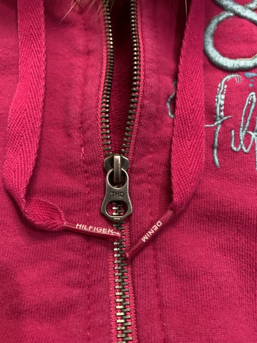 Tommy Hilfiger Hilfiger Pink Y2k Distressed Zip Fur Hoodie Size M / US 6-8 / IT 42-44 - 4 Thumbnail