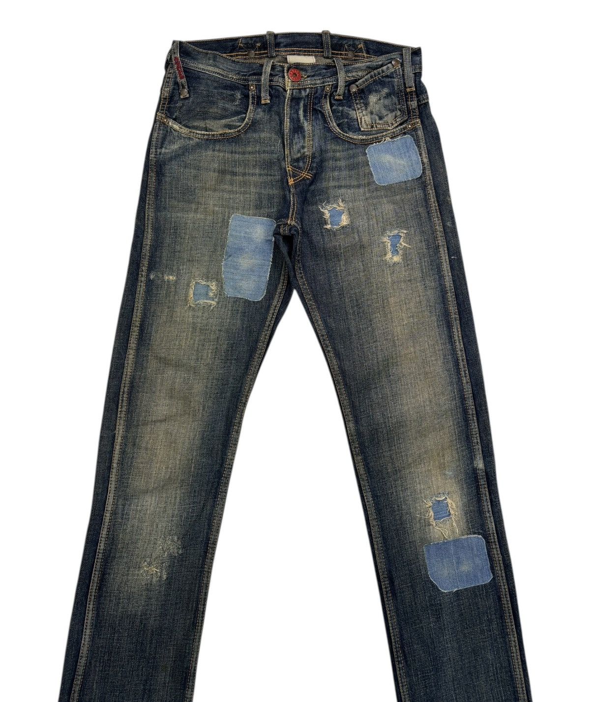 If Six Was Nine × Yasuyuki Ishii RIPPED🔥DISTRESSED DENIM PATCHWORK SLIM FIT CYCLE JEANS ITALY Size US 30 / EU 46 - 2 Thumbnail