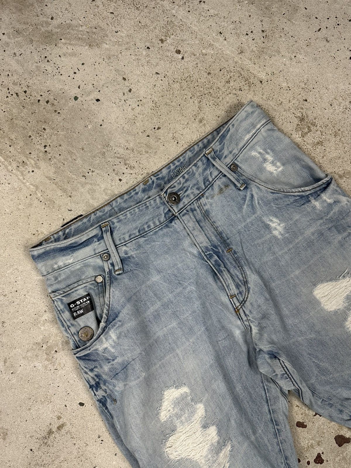 G-Star Vintage Y2K G Star Raw Distressed Blue Loose Tapered Size US 30 / EU 46 - 7 Thumbnail