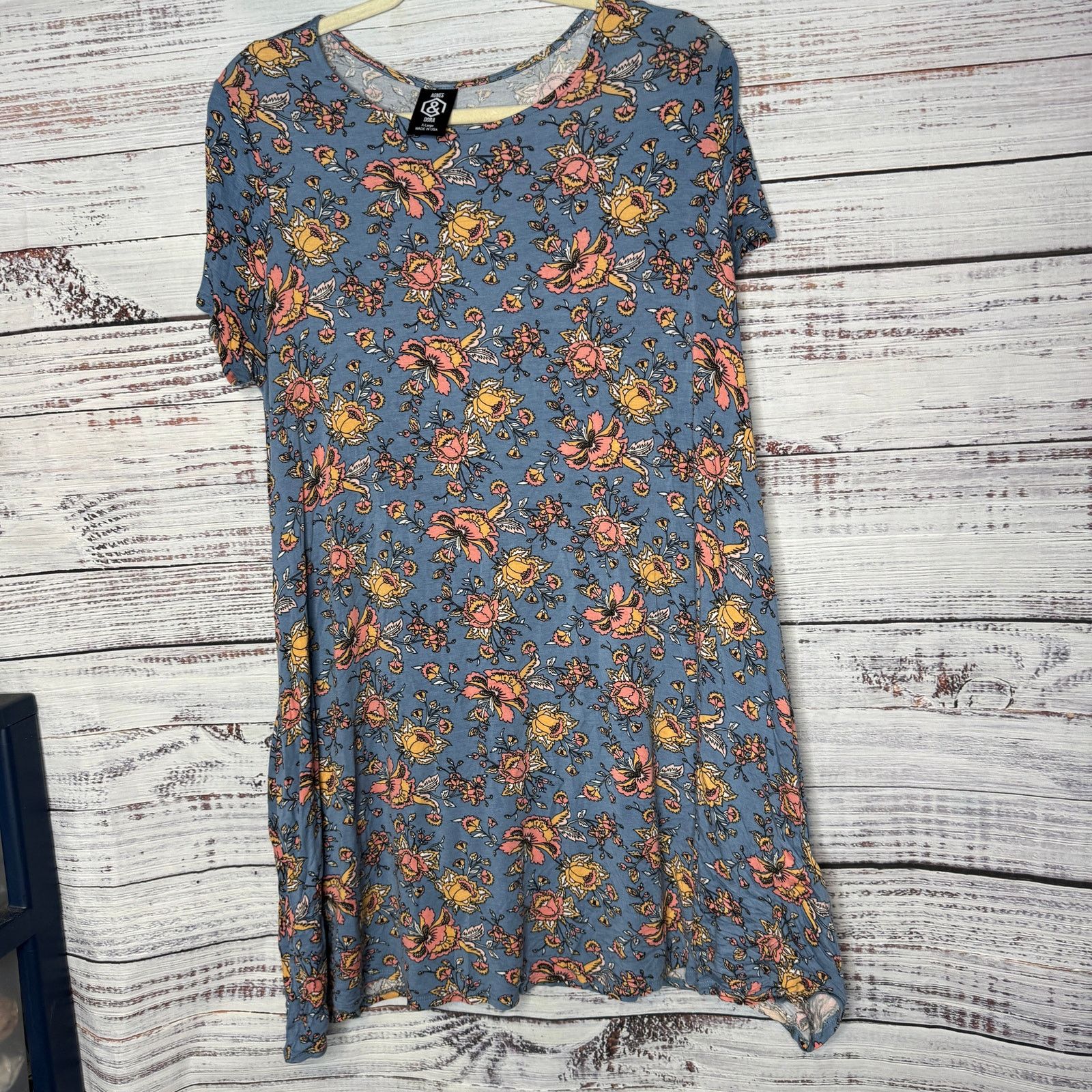 agnes b. Agnes & Dora Floral Crew Neck Short Sleeve Tunic Dress XL Size XL / US 12-14 / IT 48-50 - 1 Thumbnail
