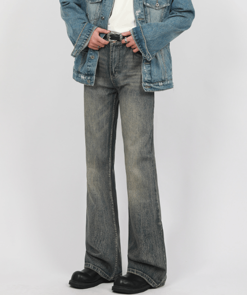 Japanese Brand Retro washed distressed straight flared cleanfit jeans Size US 32 / EU 48 - 4 Thumbnail