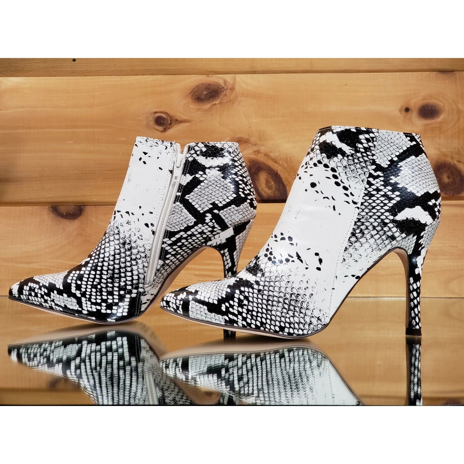 Other C & C Brenda White Snake 3.5" High Heel Ankle Boots (US Shoe Size US 10 / IT 40 - 7 Thumbnail