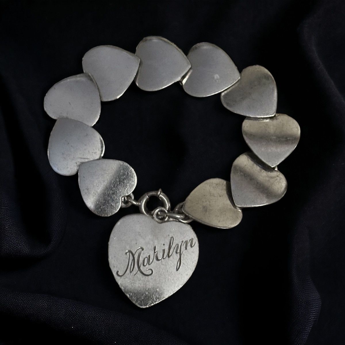 Vintage Vintage Sterling LaMode heart link Marilyn name bracelet Size ONE SIZE - 1 Thumbnail