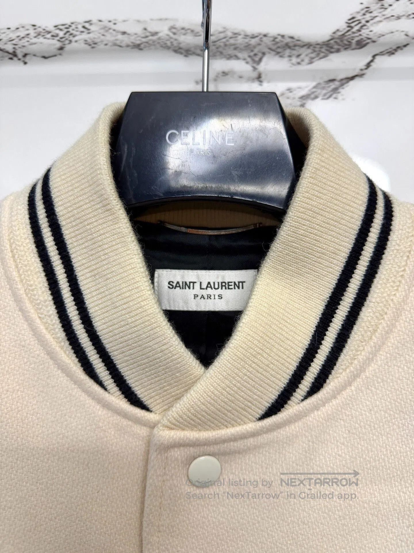 Saint Laurent Paris saint laurent white leather baseball jacket. Size US L / EU 52-54 / 3 - 2 Thumbnail