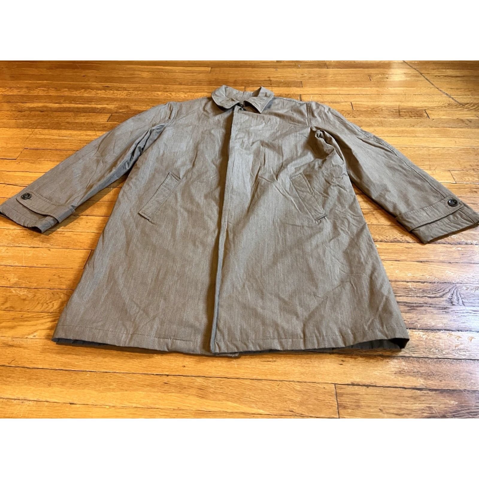Les Copains Les Copains Trench Coat Men 50 Beige Hidden Placket Mid Length Coat, Quilted Lined, Italy, Designer, Classic, 20th? 50 Size US M / EU 48-50 / 2 - 2 Thumbnail