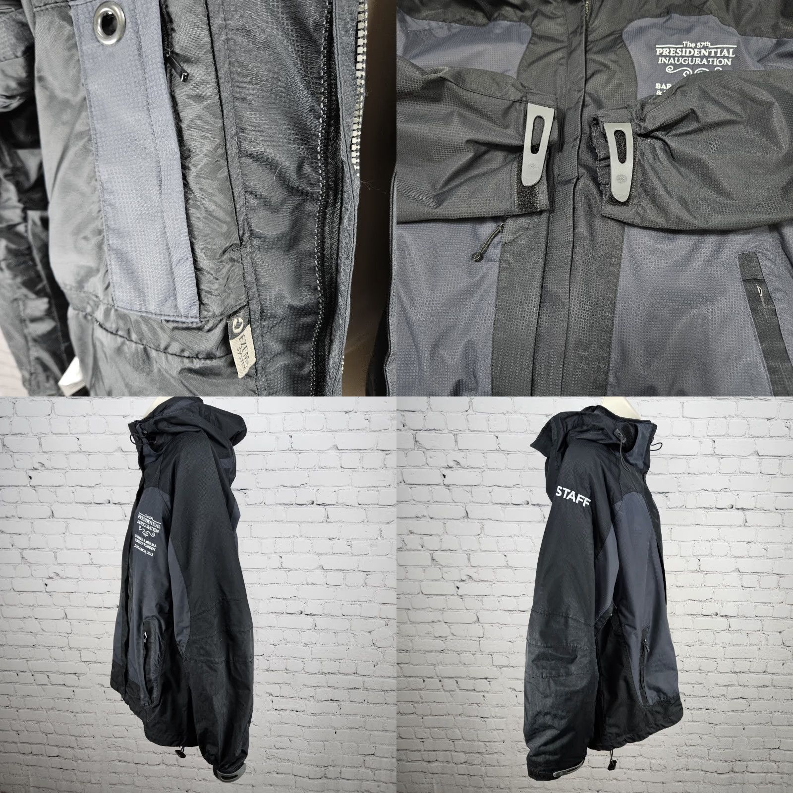 Vintage VINTAGE USA 57th Inauguration Obama Biden North End Black Hooded Jacket Large L Women Casual Workwear Zip Snap Embroidered Logo Packable Inner Pockets Size L / US 10 / IT 46 - 10 Thumbnail