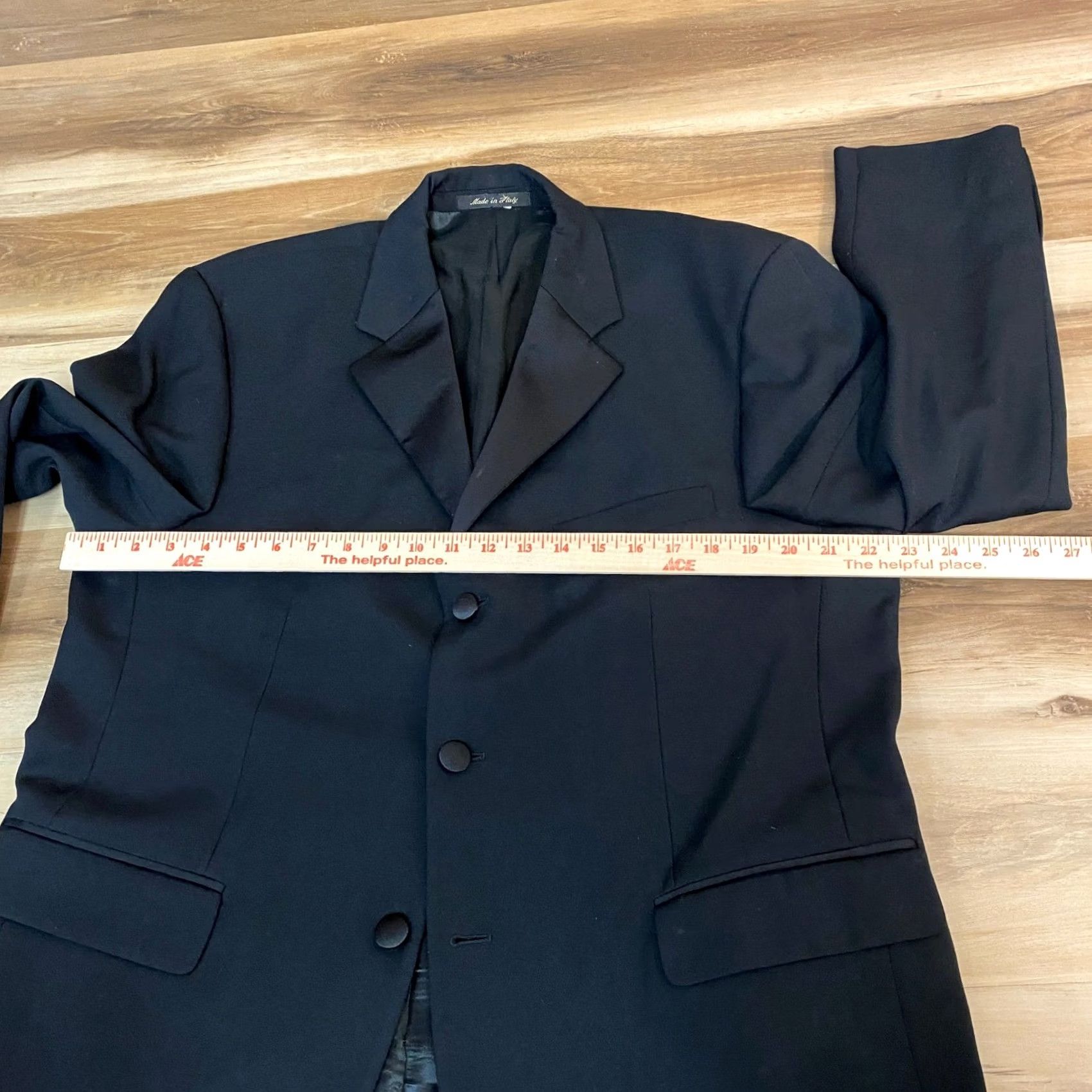 Pronto Uomo Pronto Uomo Mens Black Tuxedo Blazer 42S Wool Three-Button Formal Jacket Size 42R - 5 Thumbnail