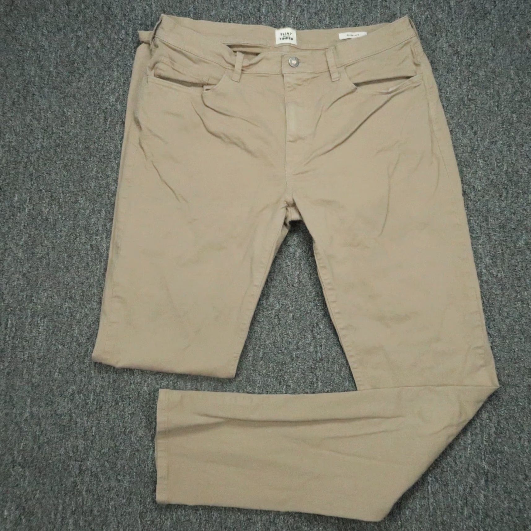 Vintage VINTAGE Flint & Tinder Pants Mens 36x36 Khaki Tan 365 Slim Fit Trousers 5 Pocket Chino Size US 36 / EU 52 - 2 Thumbnail
