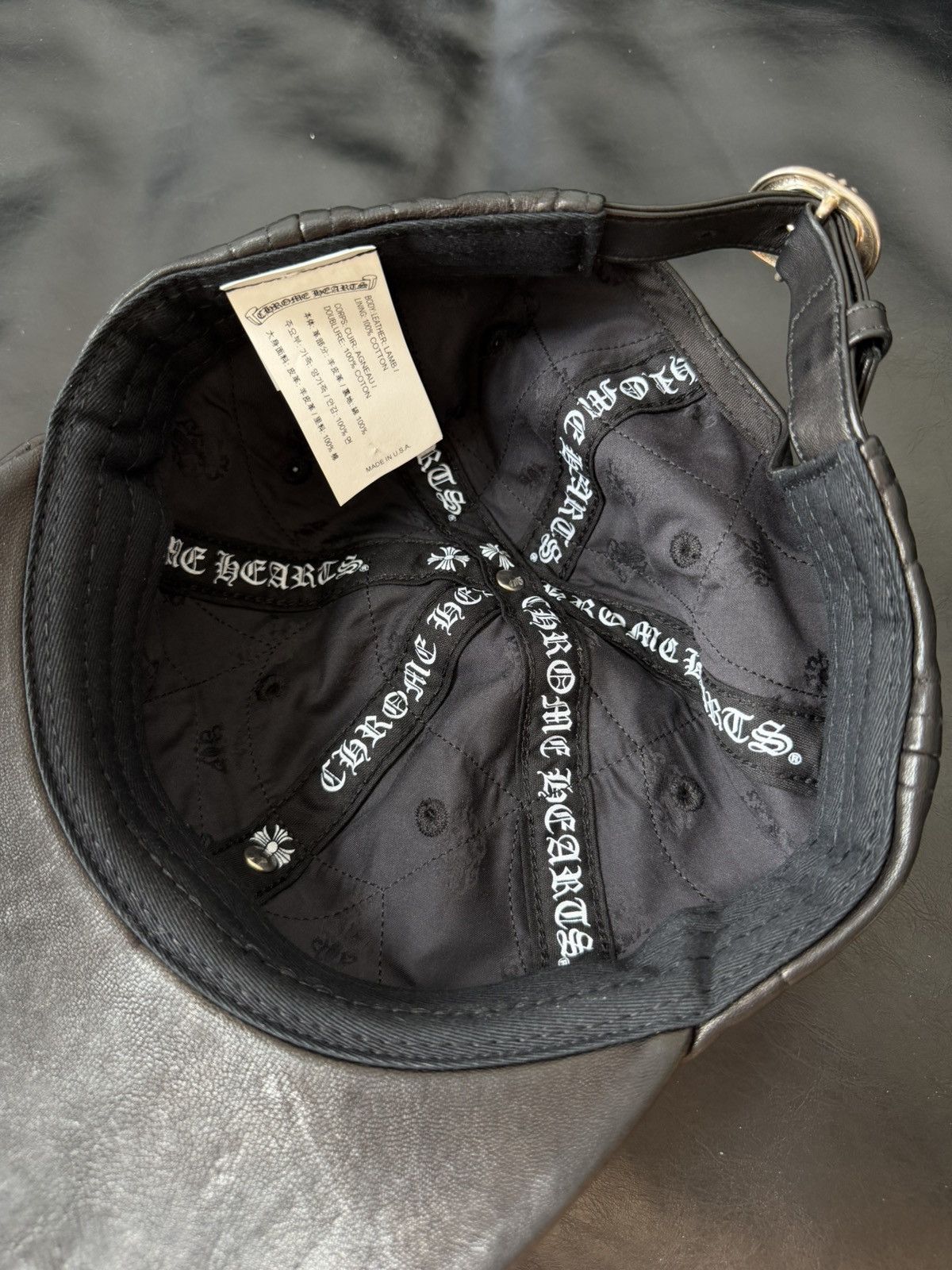 Chrome Hearts Silver Cross Gromet Spider Web Leather Hat Size ONE SIZE - 4 Thumbnail
