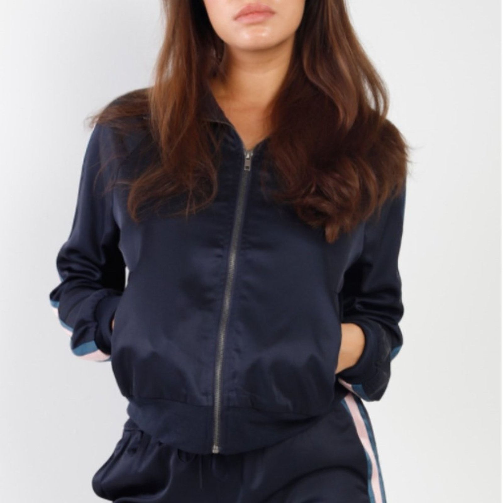Other Navy Multicolor Stripe Detail Zip-Up Front Sports Jacket Size XS / US 0-2 / IT 36-38 - 3 Thumbnail