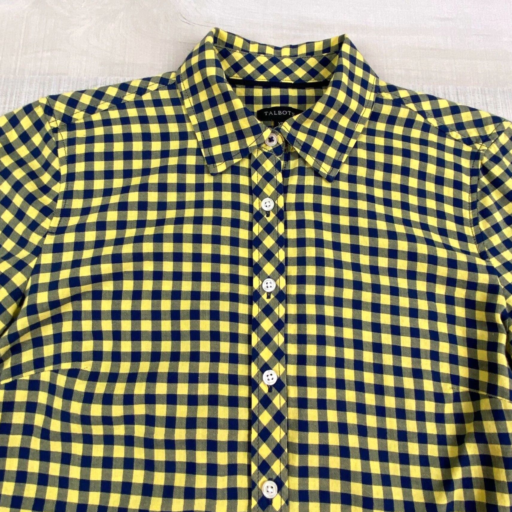 Talbots Talbots Womens XS Blue Yellow Check Flannel Button Up Long Sleeve Shirt Soft Cotton Blend Size XS / US 0-2 / IT 36-38 - 2 Thumbnail