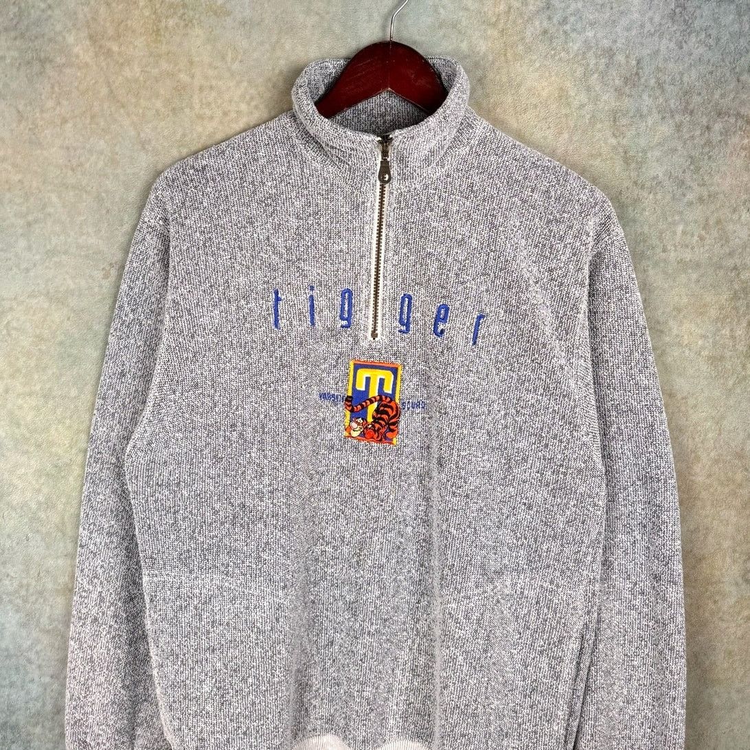 Disney × Vintage VTG 90s Disney Tigger Q Zip Sweater Sz S Gray Knit Pullover Size US S / EU 44-46 / 1 - 2 Thumbnail