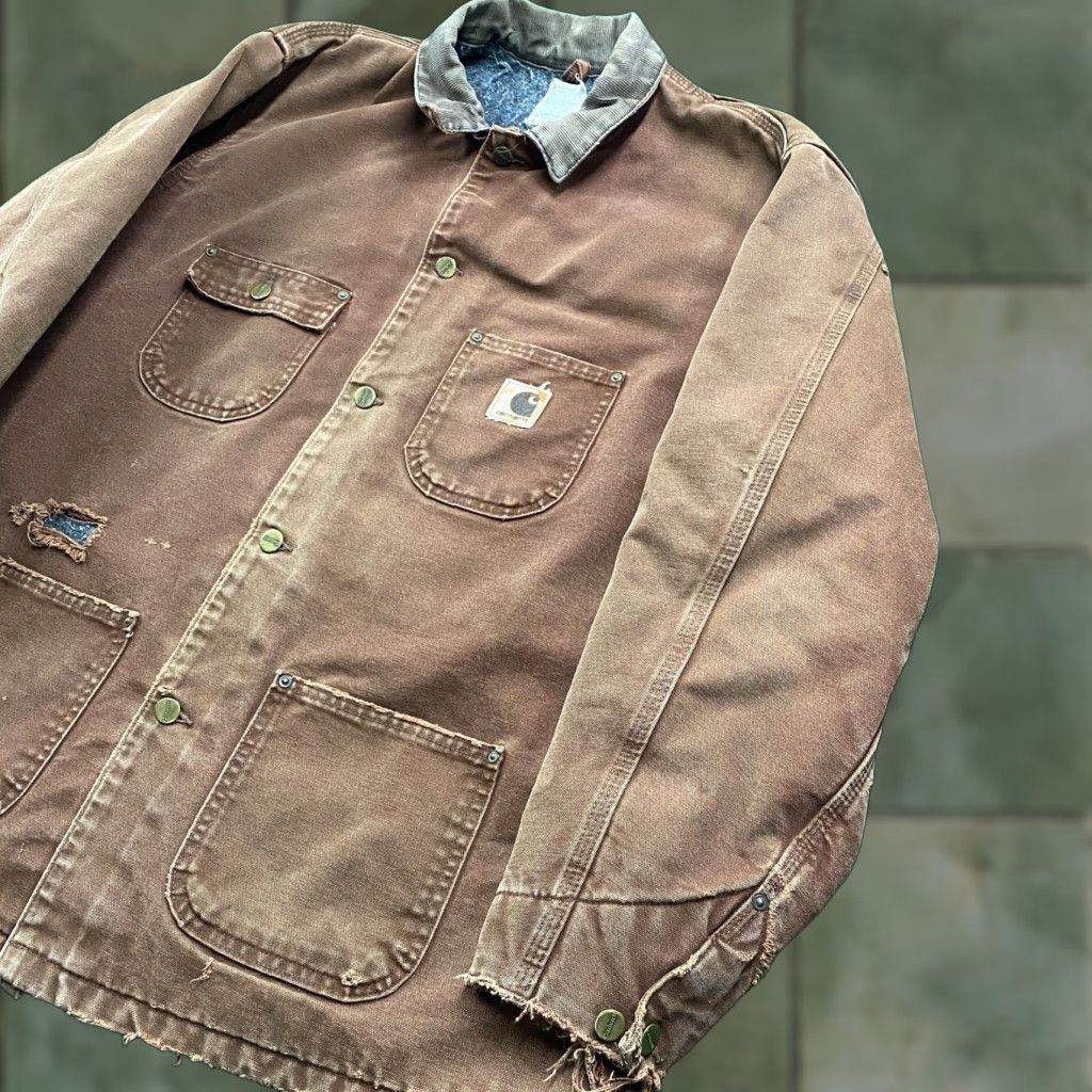 Carhartt VINTAGE Carhartt Chore Jacket Mens XL Clay 90S Faded Blanket Lined Coat C02 CLY Jacket Size US XL / EU 56 / 4 - 1 Thumbnail