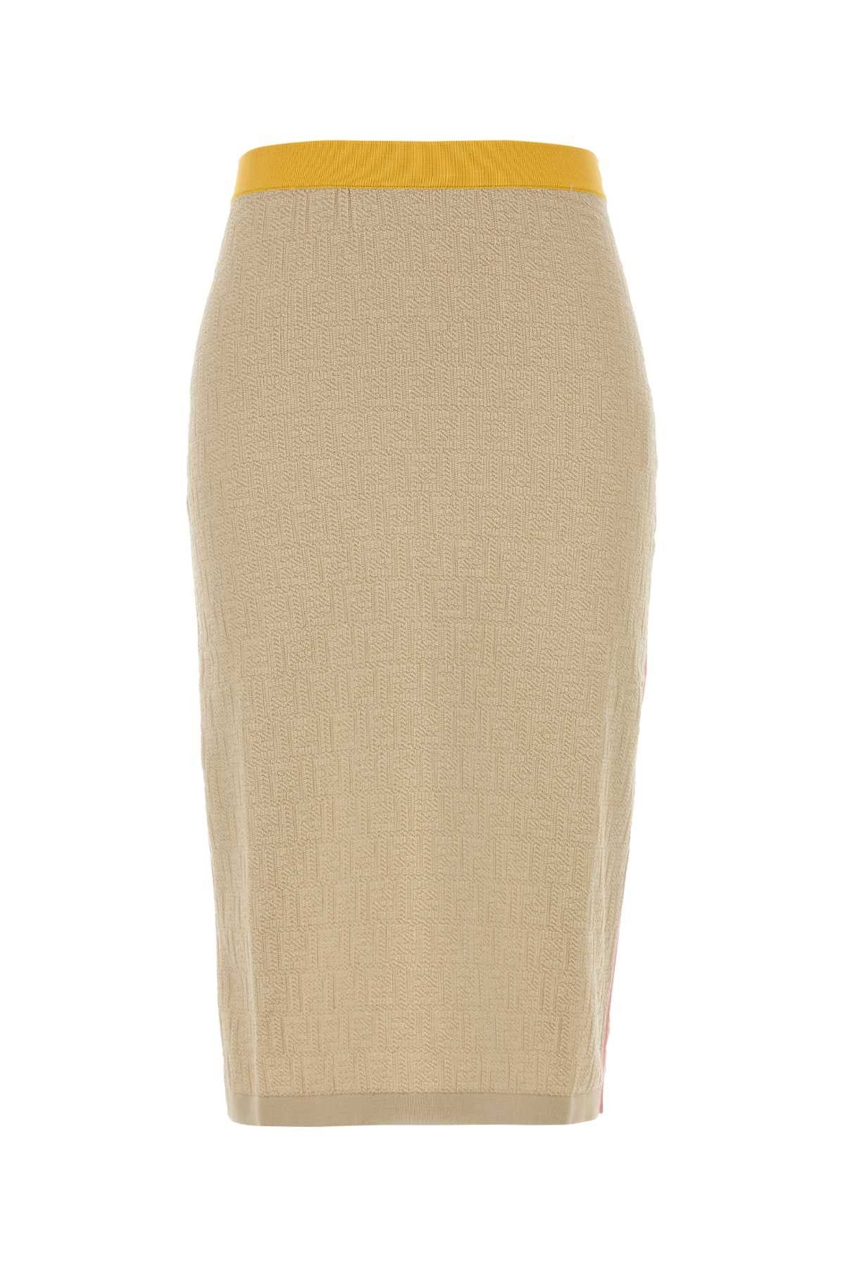 Fendi Sand Stretch Cotton Blend Skirt Size 28" / US 6 / IT 42 - 1 Thumbnail