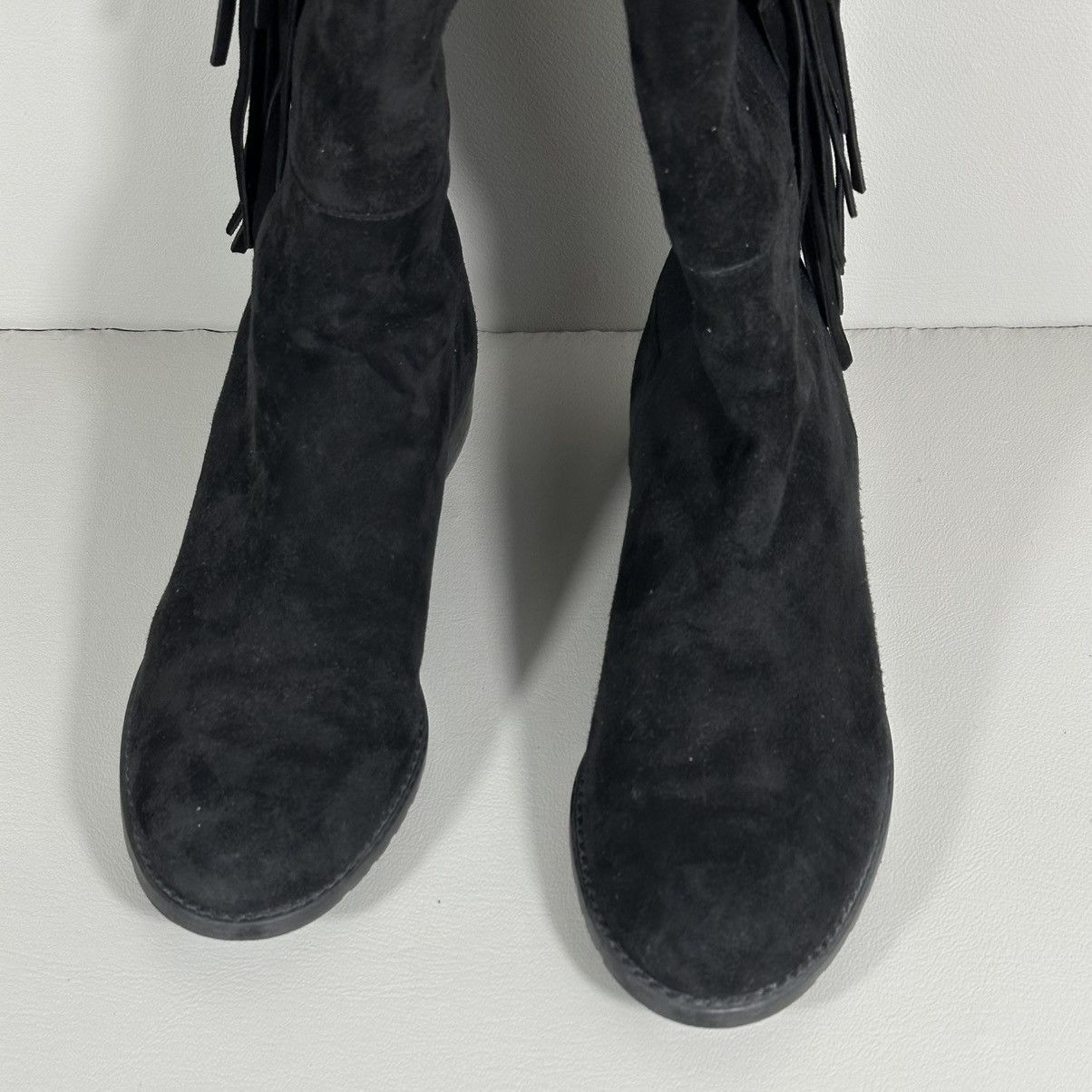 Stuart Weitzman Stuart Weitzman Mane Fringe Black Suede Over-the-Knee Boots Size US 6 / IT 36 - 4 Thumbnail