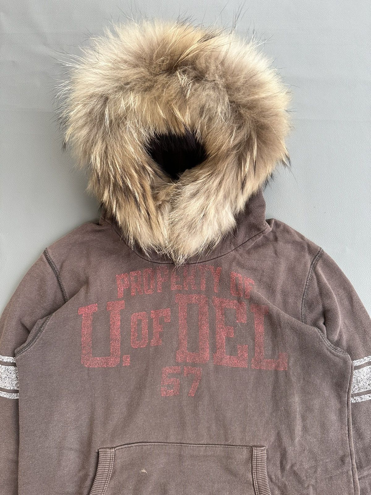 Japanese Brand × Vintage OFFICIAL TEAM 150 NUMBER 57 DISTRESSED FADED FUR HOODIE Size US S / EU 44-46 / 1 - 3 Thumbnail