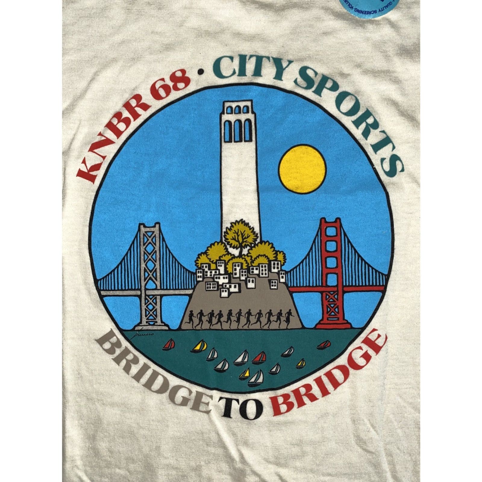 Vintage VINTAGE Screen Stars T-Shirt USA Beige L Crew Neck Short Sleeve Men 1980s San Francisco Marathon Tee New Size US L / EU 52-54 / 3 - 4 Thumbnail