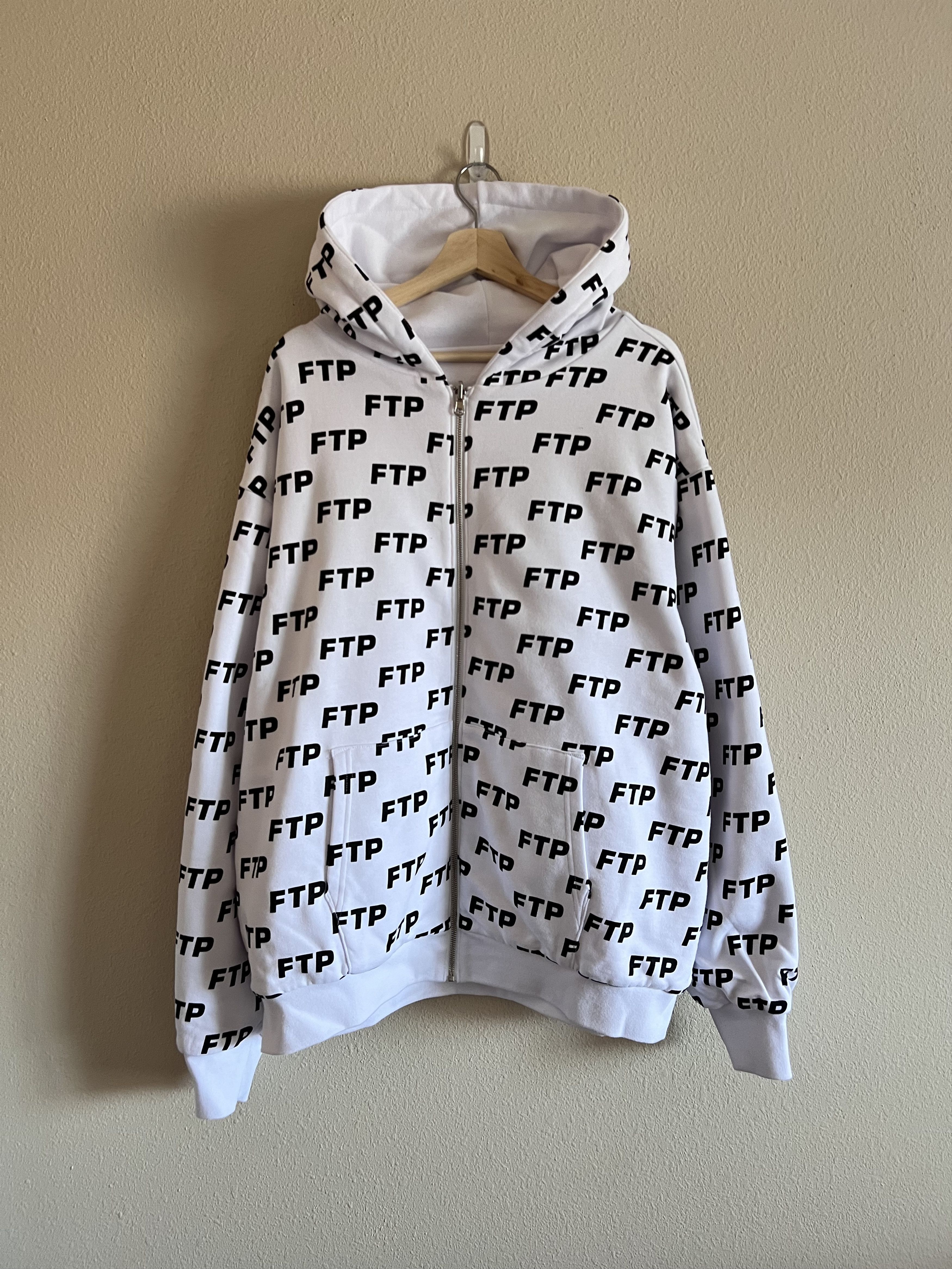 image of Fuck The Population Ftp Reversible Logo Hoodie In White, Men's (Size XL)