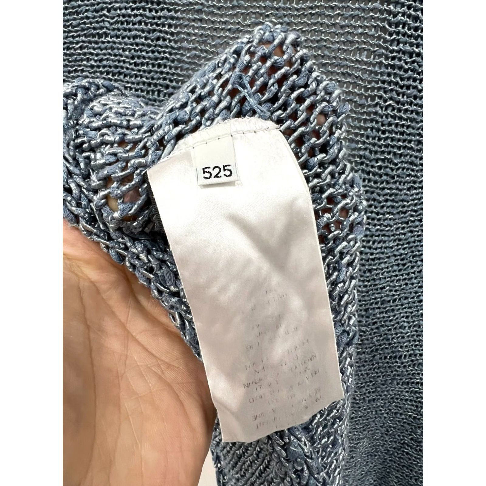 Vintage OSKA Knit Cardigan Sweater Open Front Wmns Size 3 Blue Silver Cardigan Womens Knit Open Front Cotton Polyamide Viscosa Knit Sleeve Long Size XS / US 0-2 / IT 36-38 - 7 Thumbnail