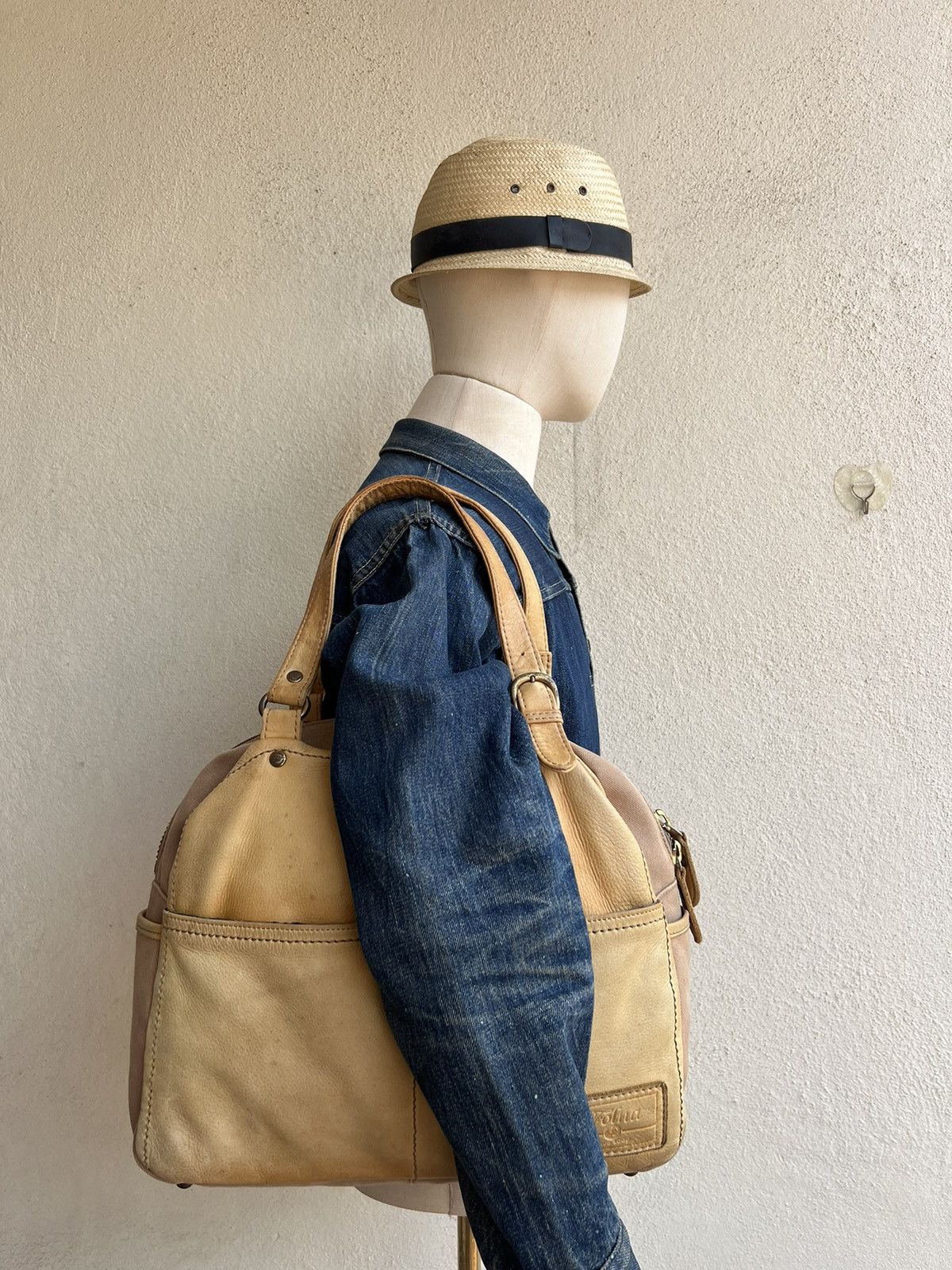 Leather Folna Japan Distressed Sun Faded Patina Leather Bag Size ONE SIZE - 4 Thumbnail