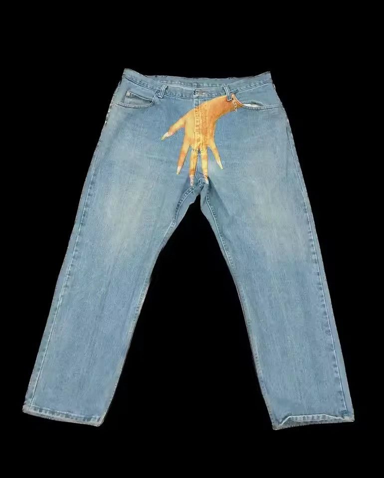 VIBE PALM Print Baggy Jeans Size US 31 - 2 Thumbnail