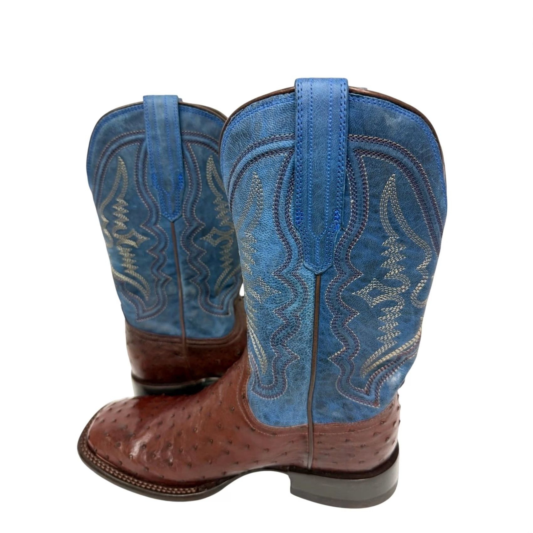 Tecovas NEW TECOVAS THE EMMITT II HAZELNUT DENIM FULL QUILL OSTRICH BOOTS 9D MEN'S READ Size US 9 / EU 42 - 7 Thumbnail