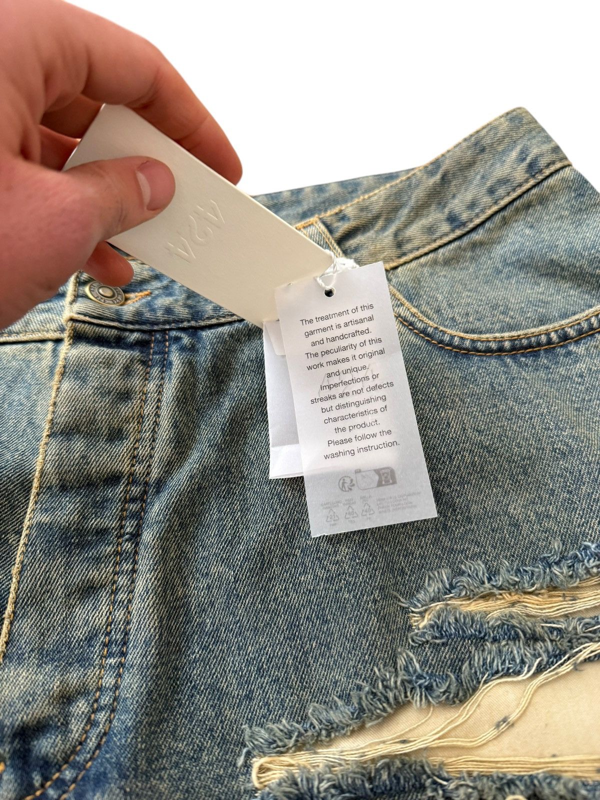 424 Rare Big Daddy Thrashed Ripped Denim Short Size US 36 / EU 52 - 9 Thumbnail