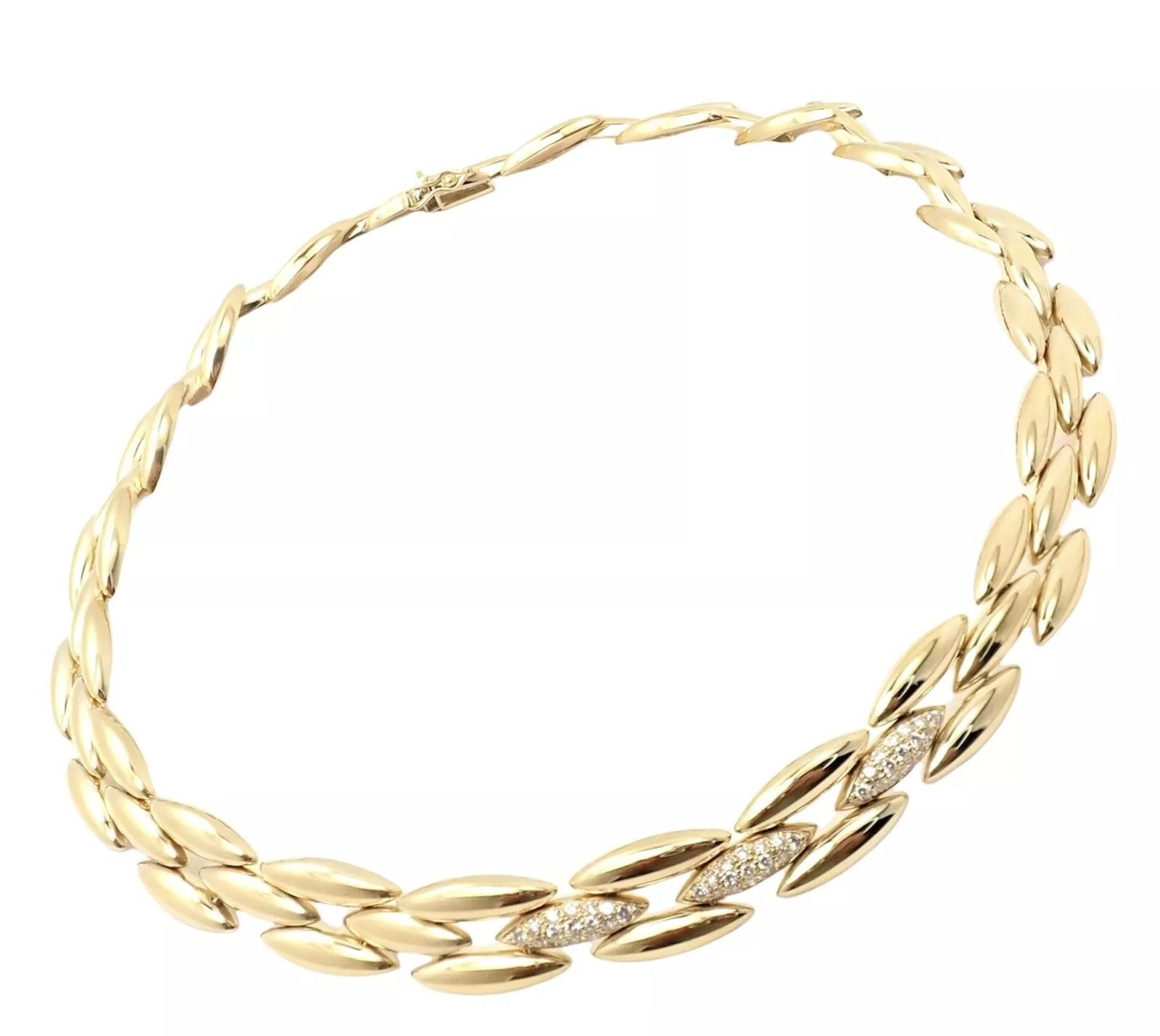 Cartier Cartier 18k Diamond Three Row Gentiane Rice Link Necklace Size ONE SIZE - 9 Thumbnail